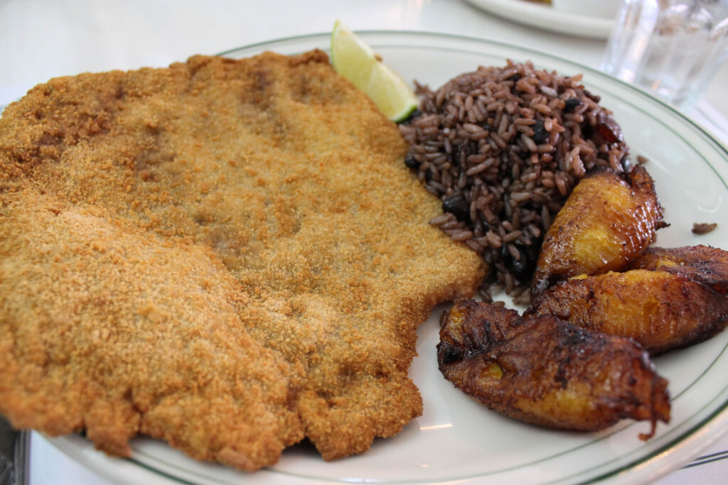 Bistec empanizado (breaded steak) at Versailles restaurant in Miami 