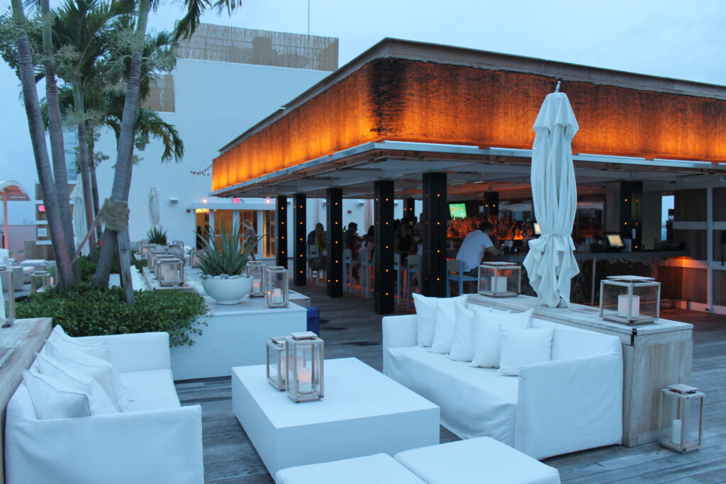 Rooftop bar area at 1 Hotel South Beach