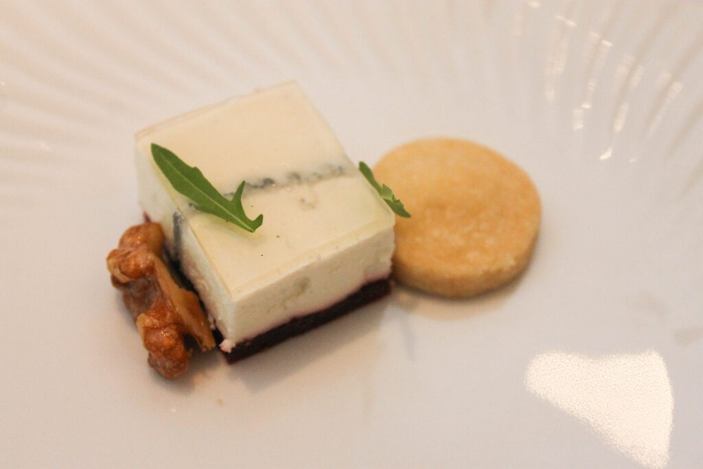 Goat cheese and walnut shortbread at The French Laundry