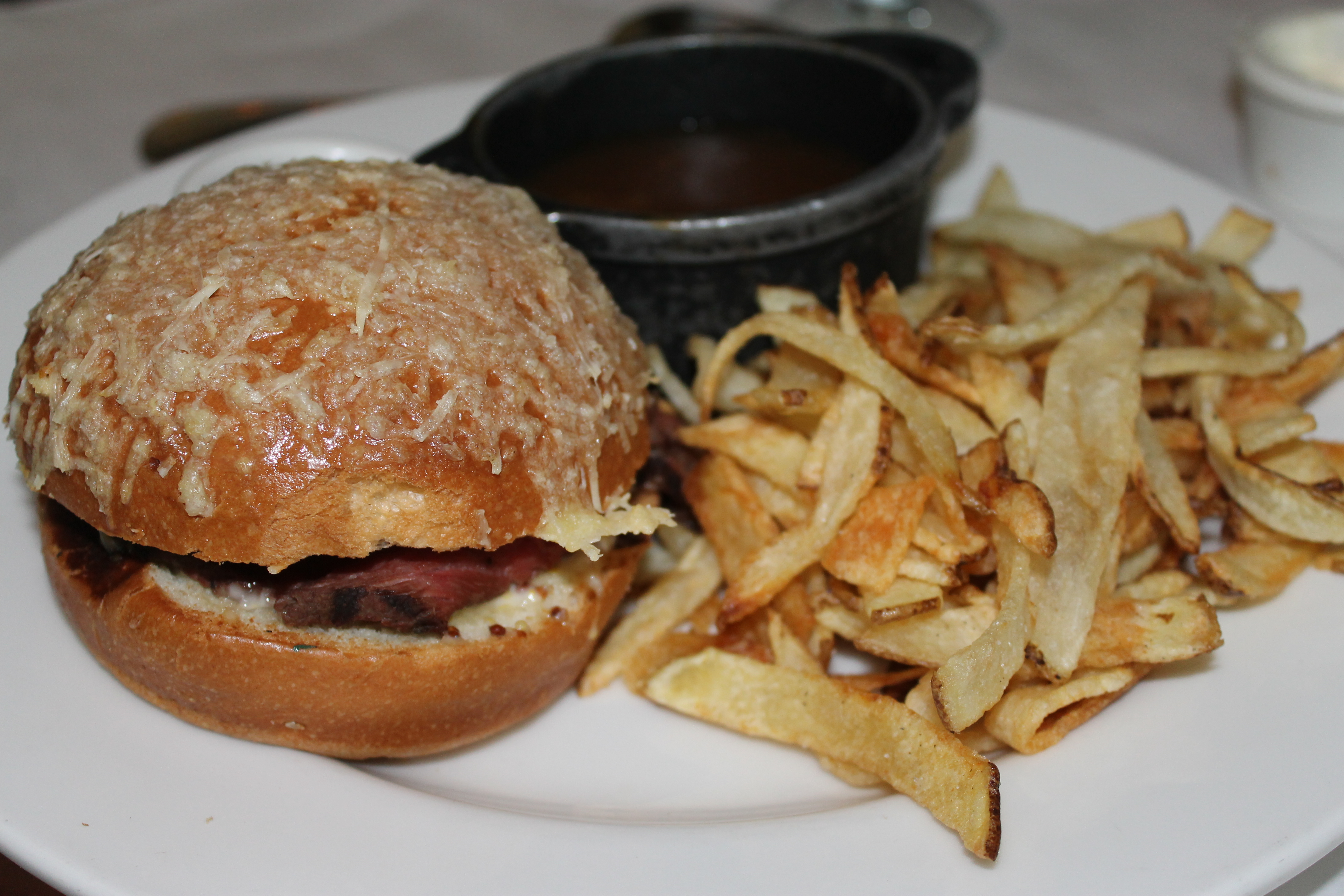 Steak sandwich at Mon Ami Gabi restaurant in Las Vegas