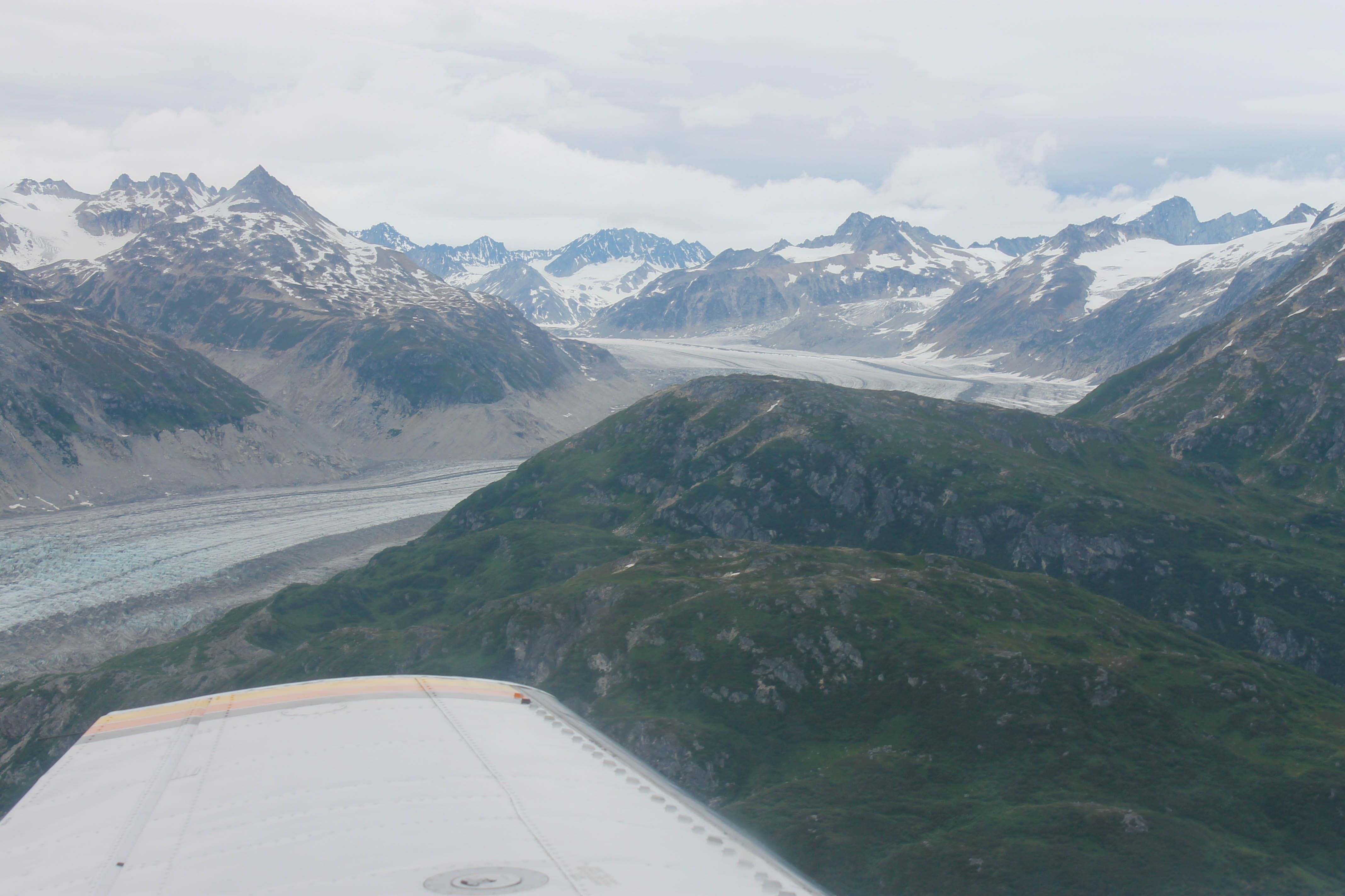 A glacier in Lake Clark National Park as viewed from the air