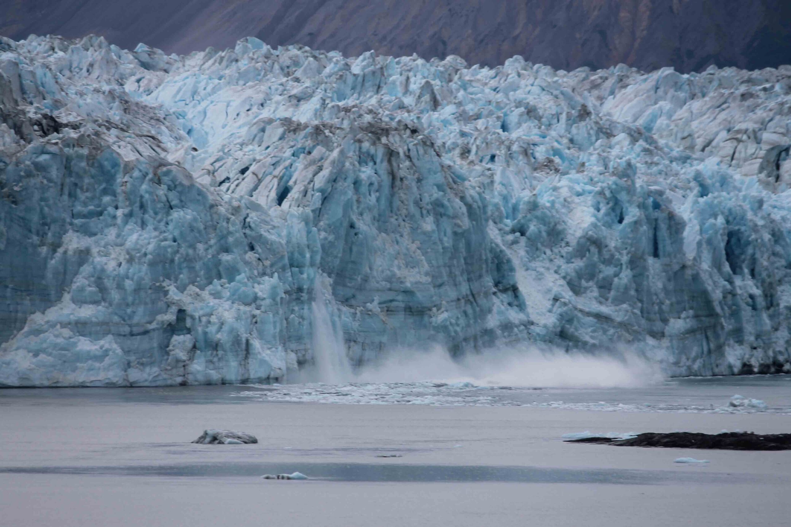 Hubbard Glacier calving, Princess Cruises Voyage of the Glaciers southbound