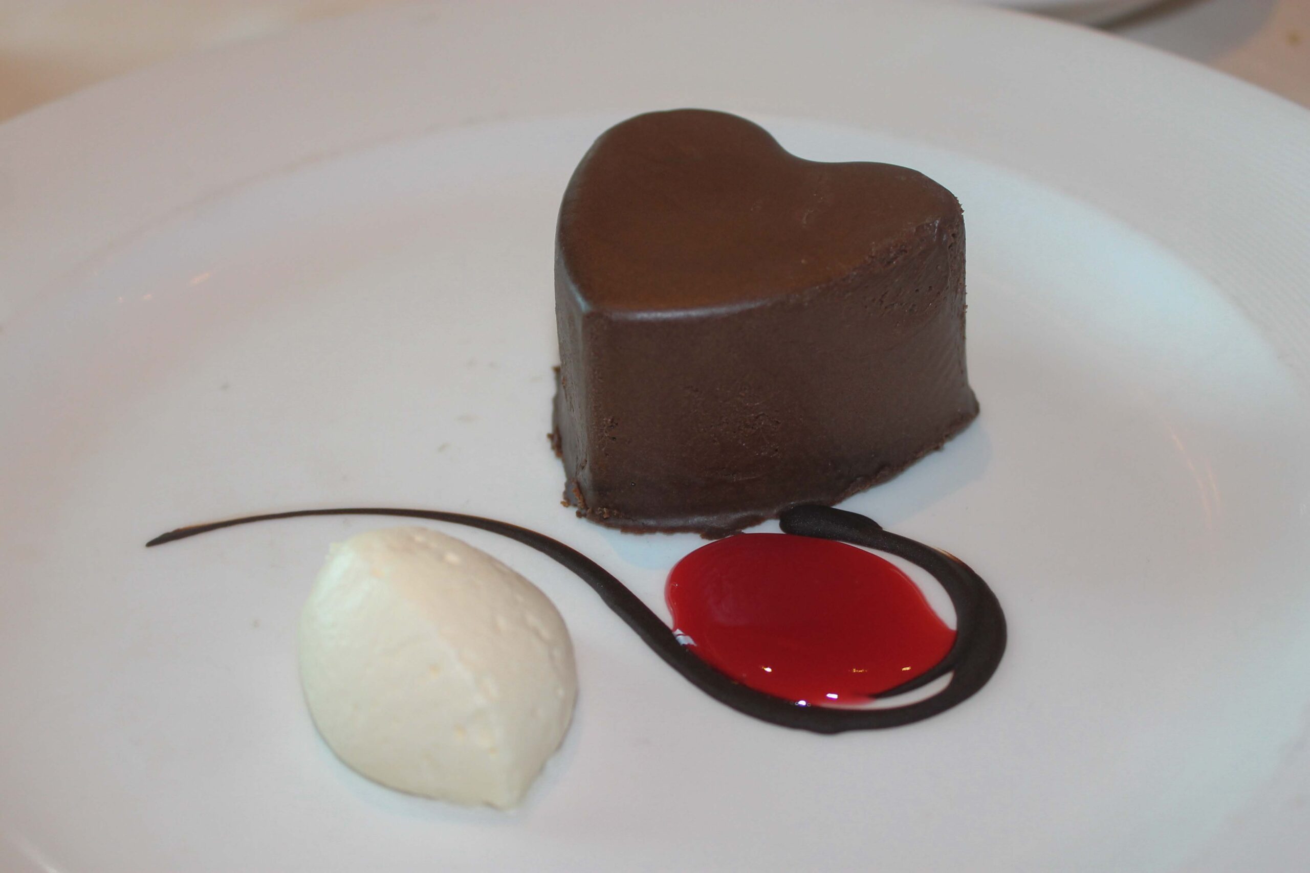 The "Love Boat," Princess Cruises' always-available signature dessert, a flourless chocolate cake