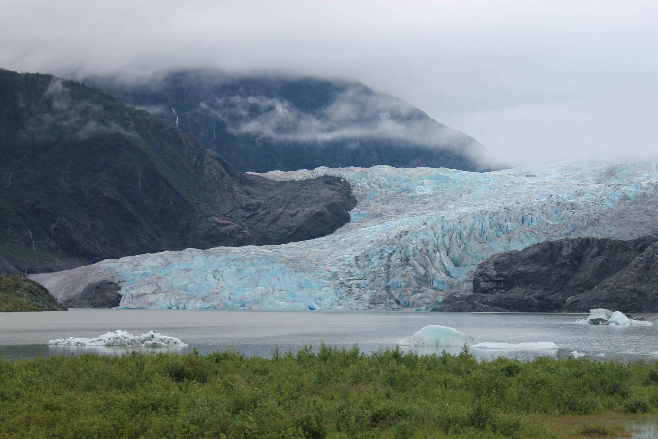 Mendenhall Glacier, an easy shore excursion from Juneau. Skip the organized cruise excursions and take a taxi over there early so you can beat the crowds