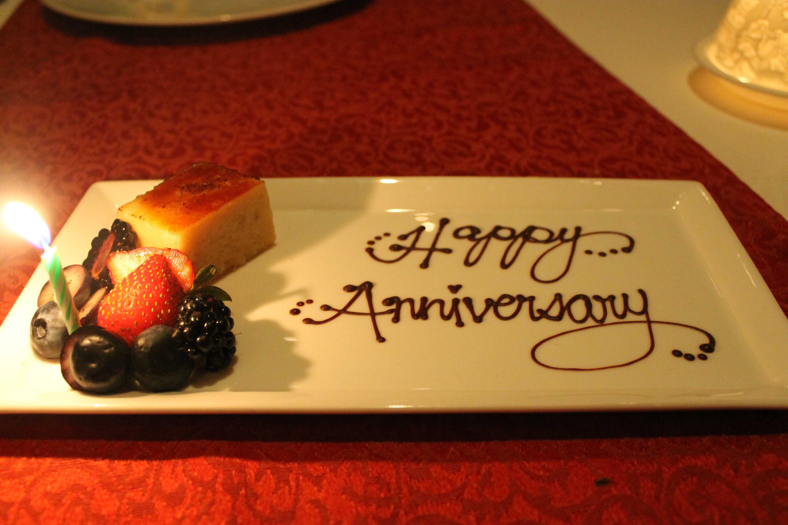 "Happy Anniversary" dessert plate at Campton Place