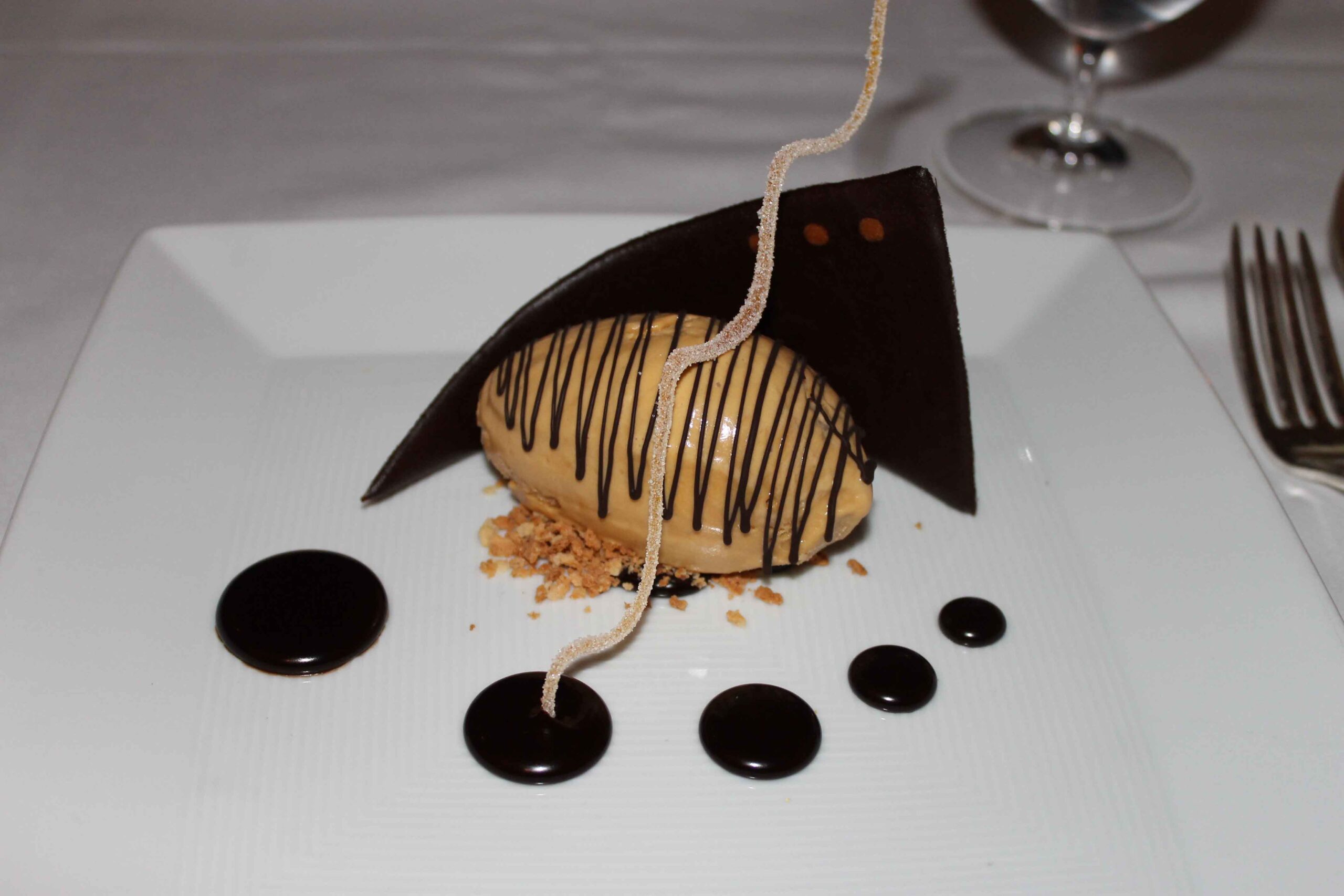 Bourbon caramel semifreddo dessert at Acquerello 