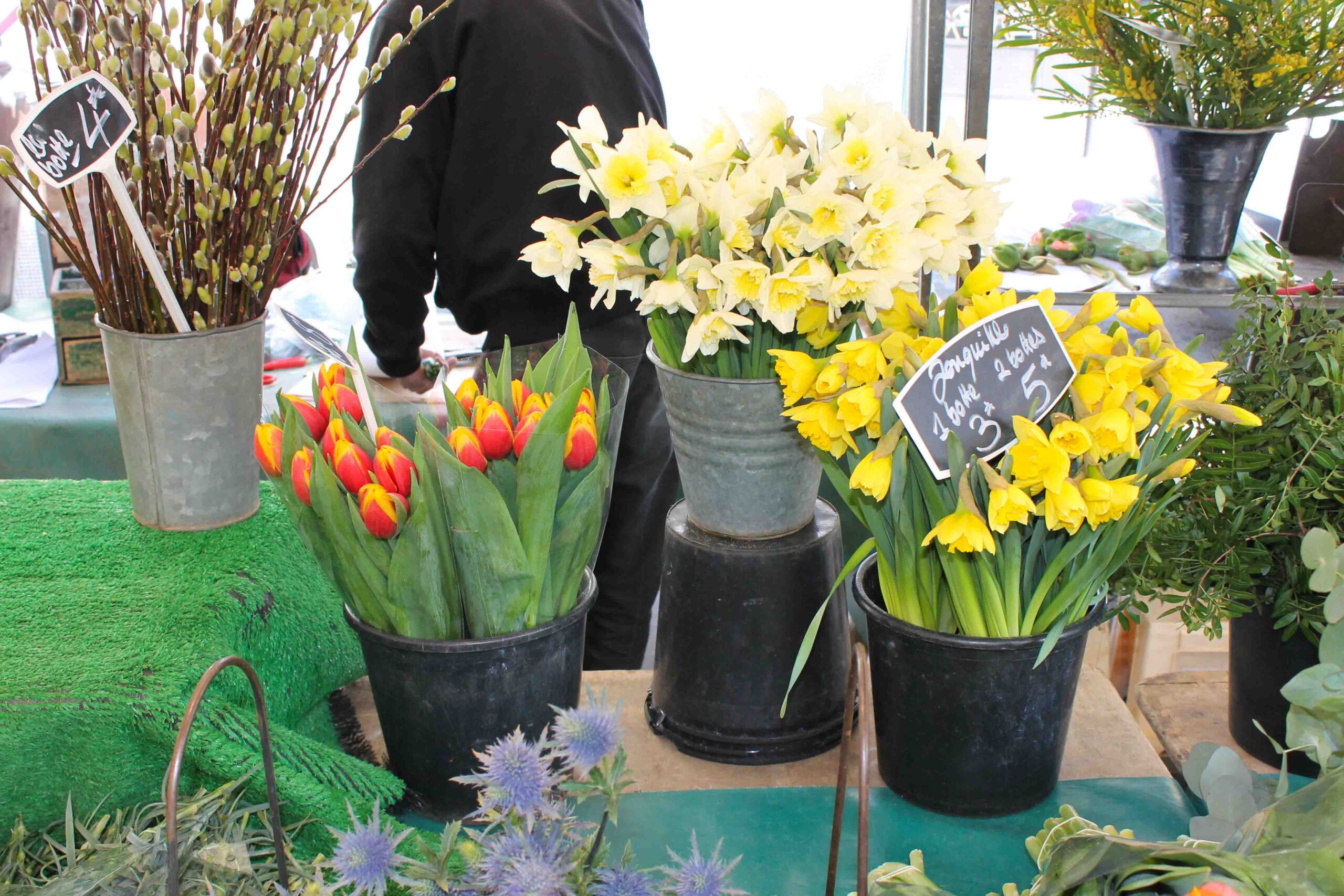 Flowers for sale in Paris farmer's market
