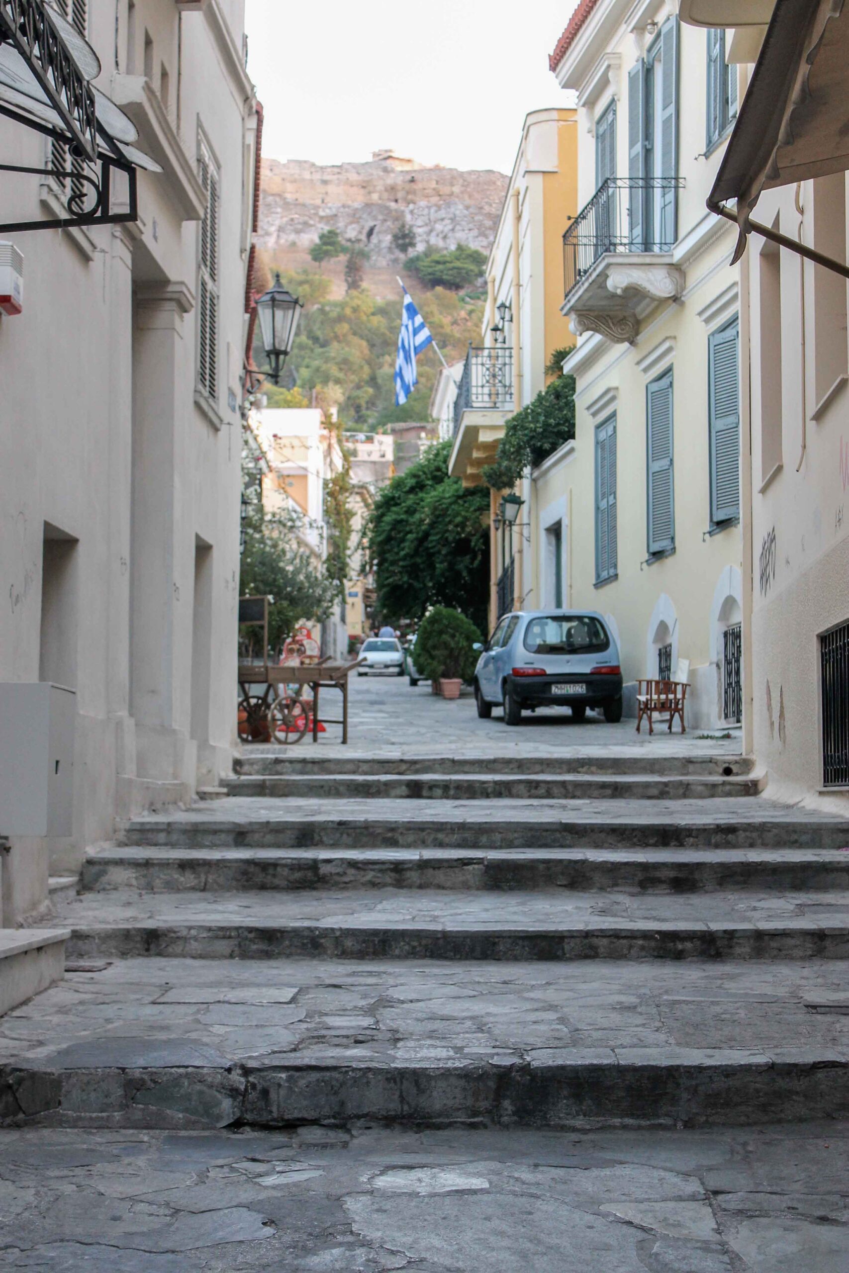 Views of the Acropolis from the Plaka neighborhood in Athens