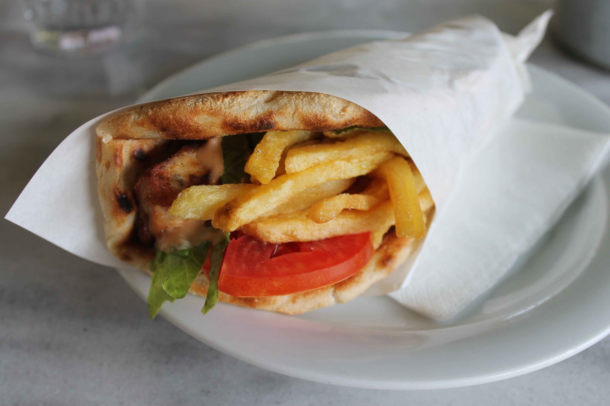 Gyro with French fries in it in Athens