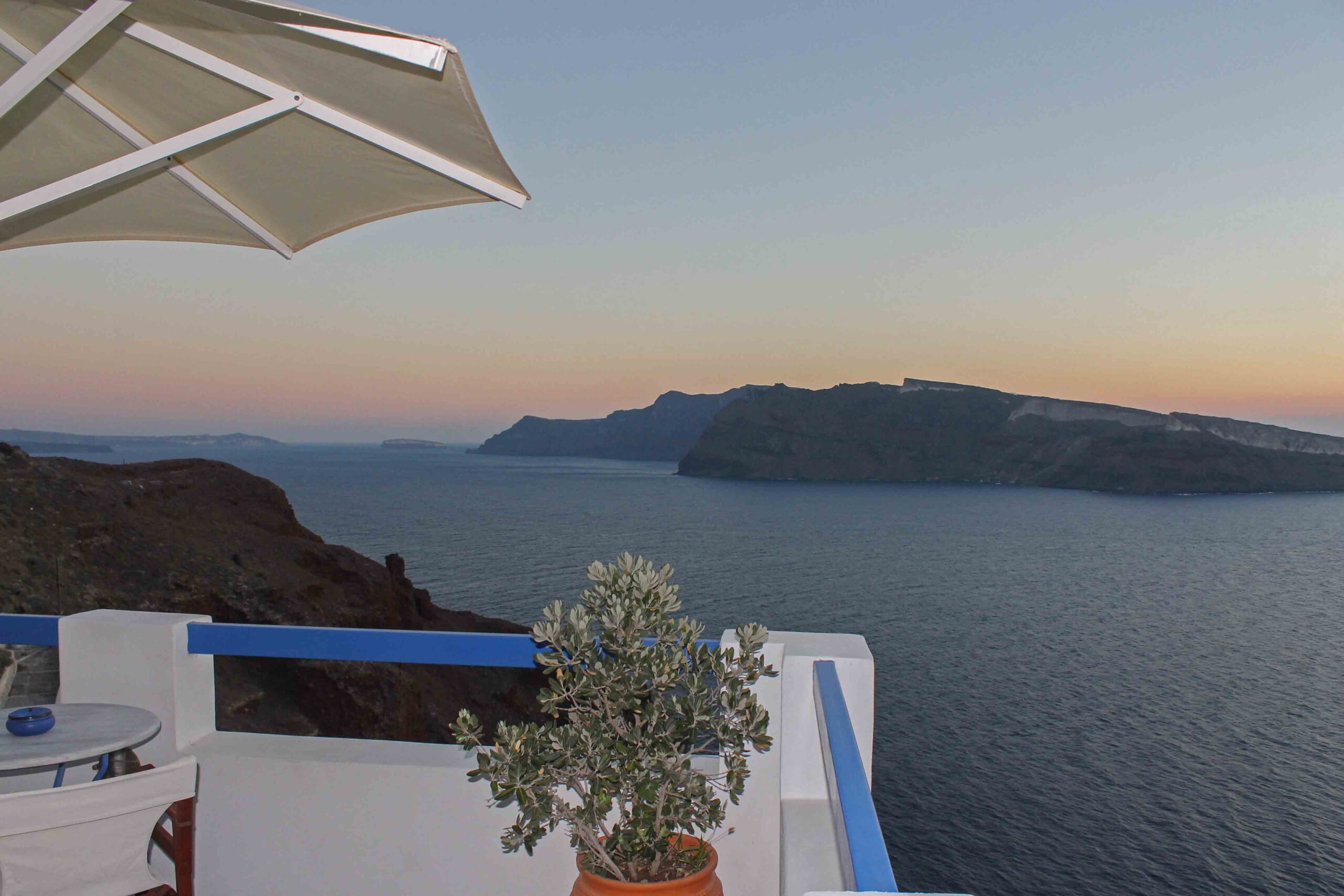 Sunset from our balcony at Esperas Santorini Hotel