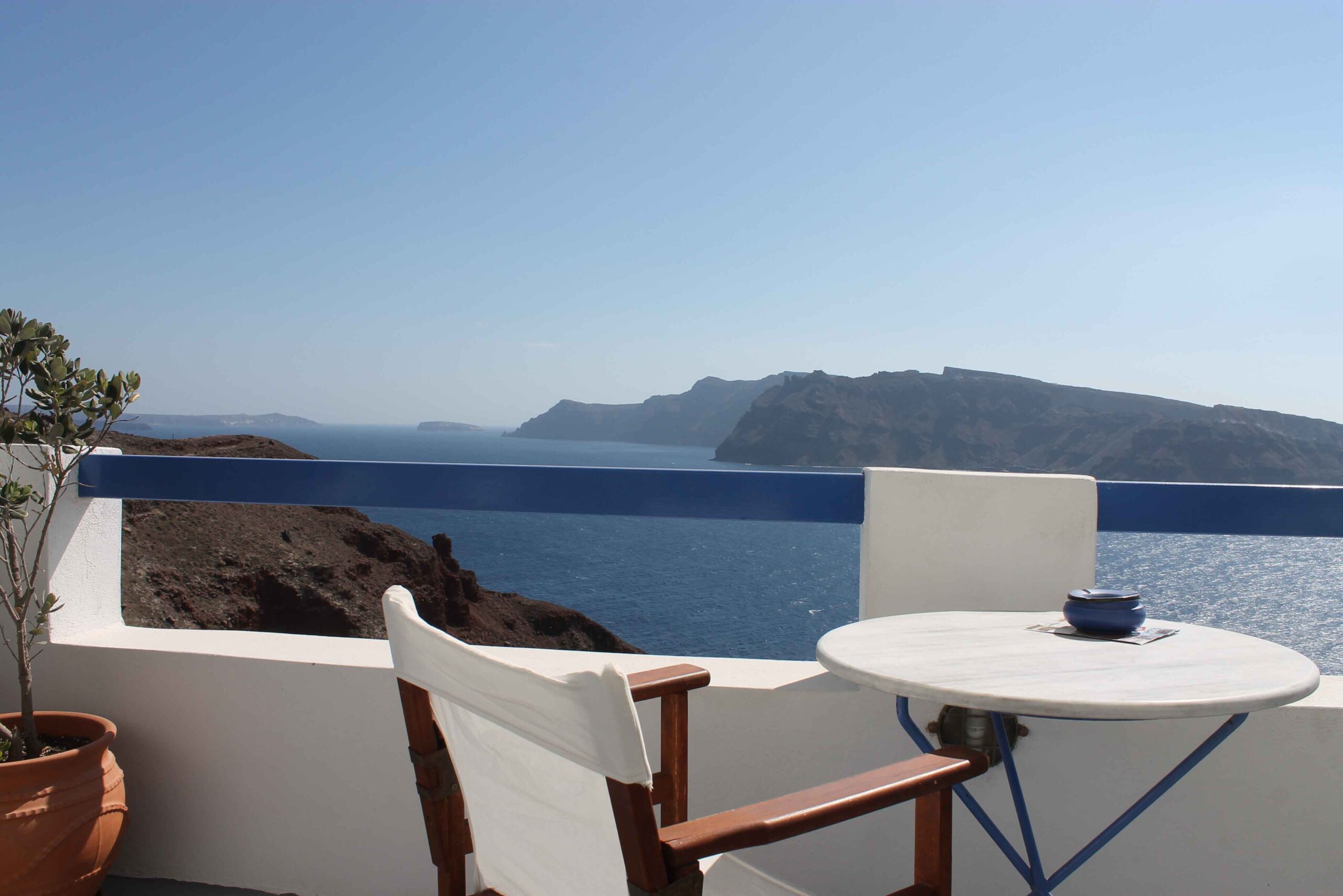 View from the upper balcony of our room at Esperas Santorini Hotel