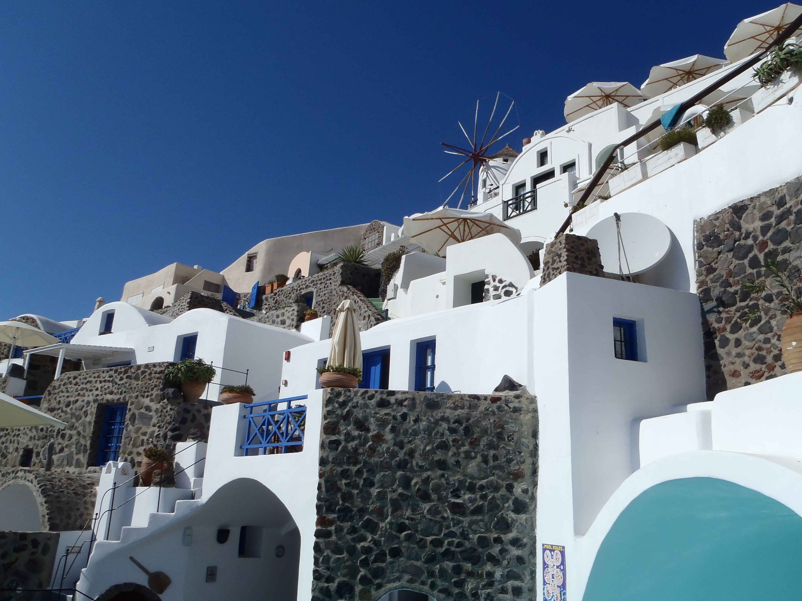 View of Esperas Santorini Hotel from the pool area