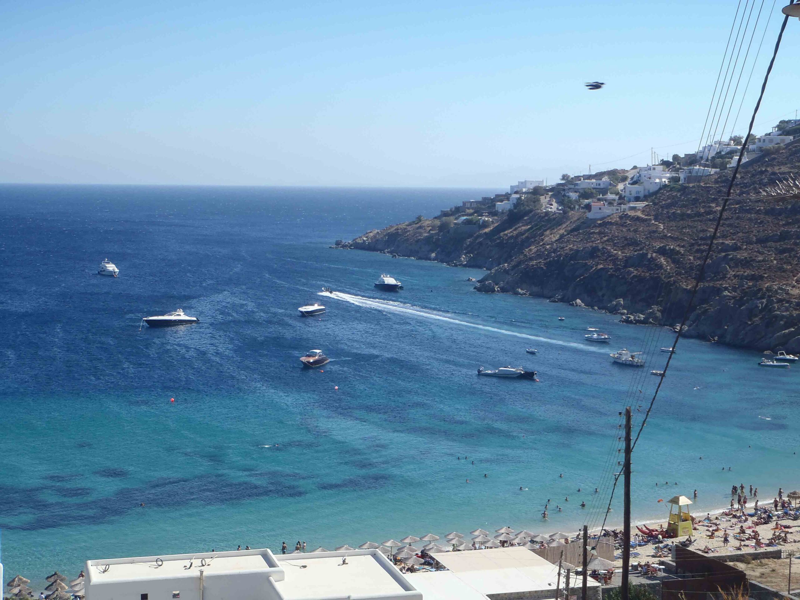Views of Platis Gialos Beach from above