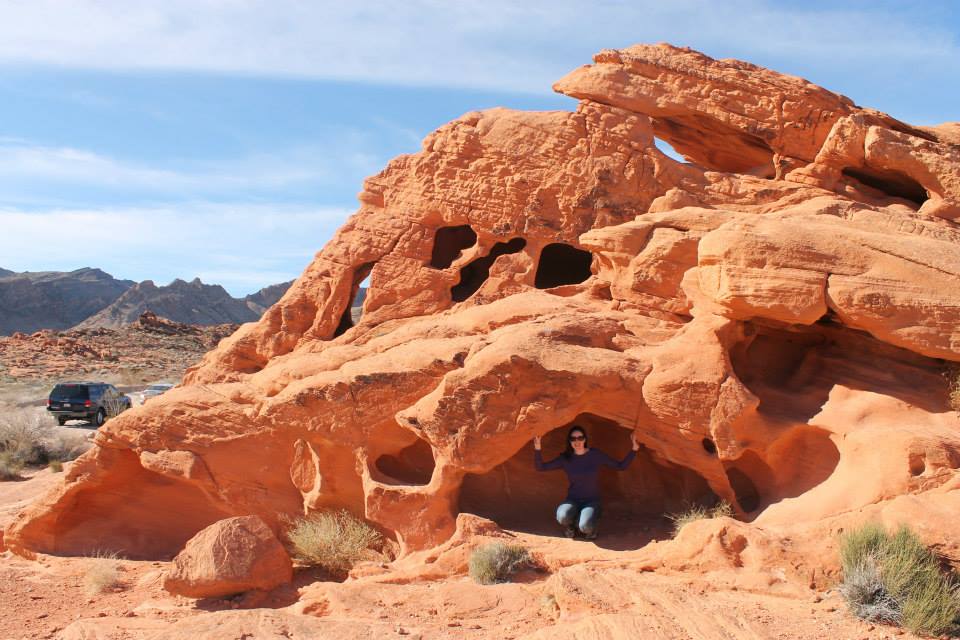 Hiding in a rock formation in Valley of Fire State Park