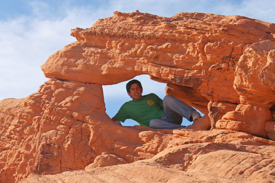 My husband in a rock formation in Valley of Fire State Park