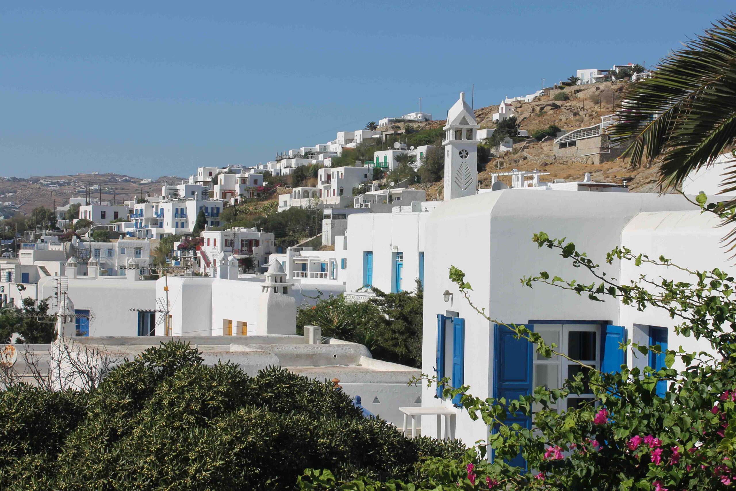 Blue and white homes in Mykonos Town