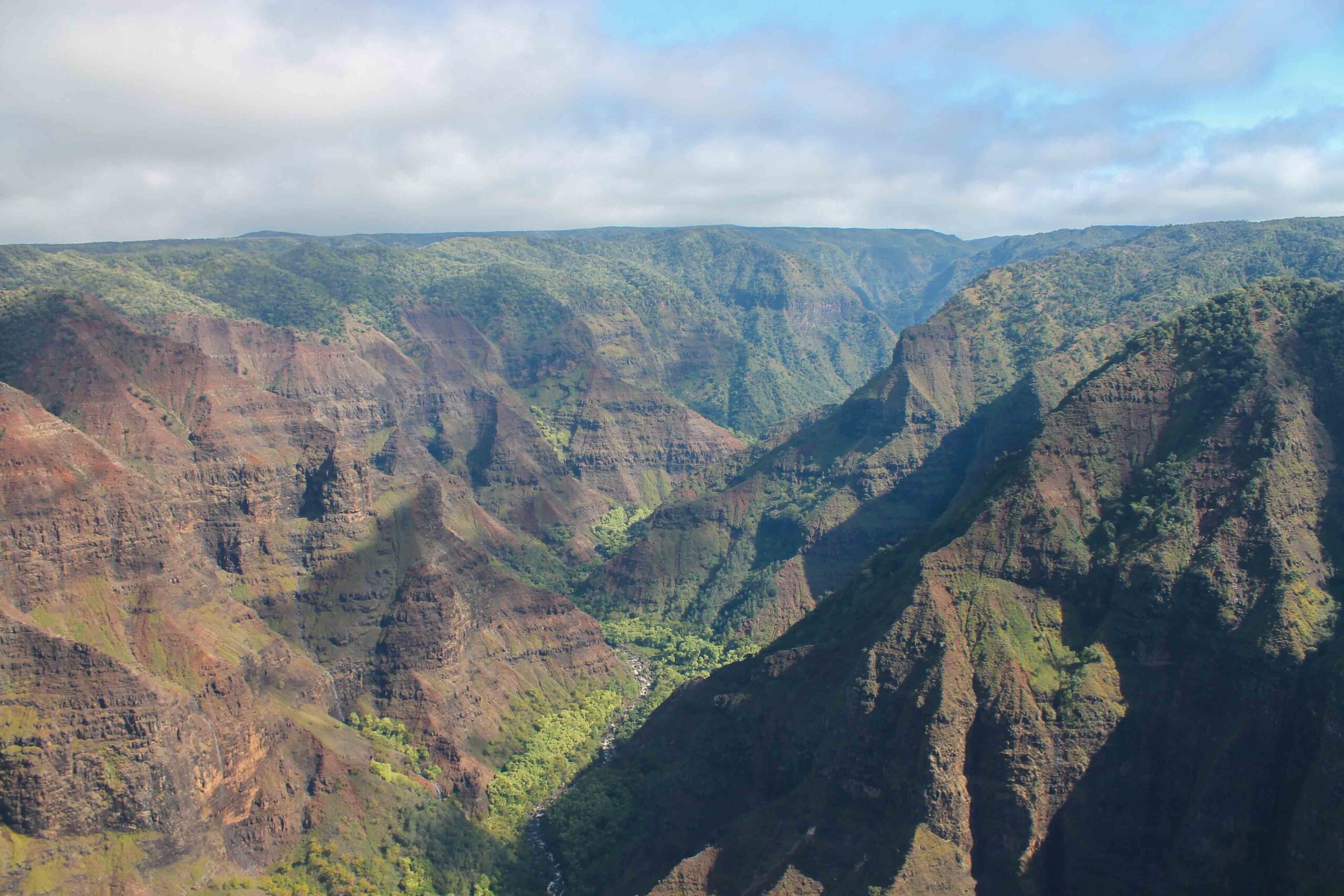 Waimea Canyon viewed from a helicopter