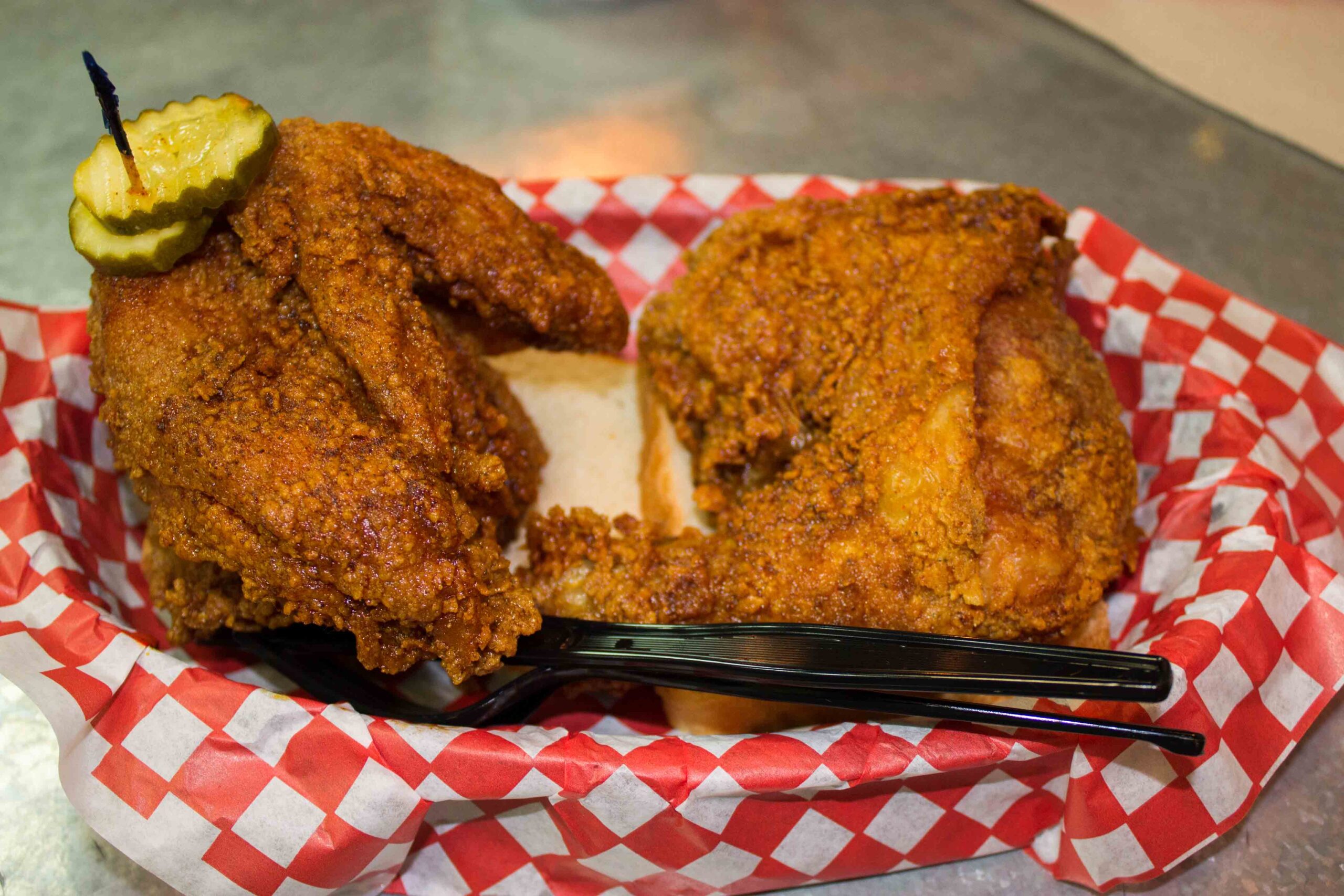 Hot chicken at Hattie B's in Nashville