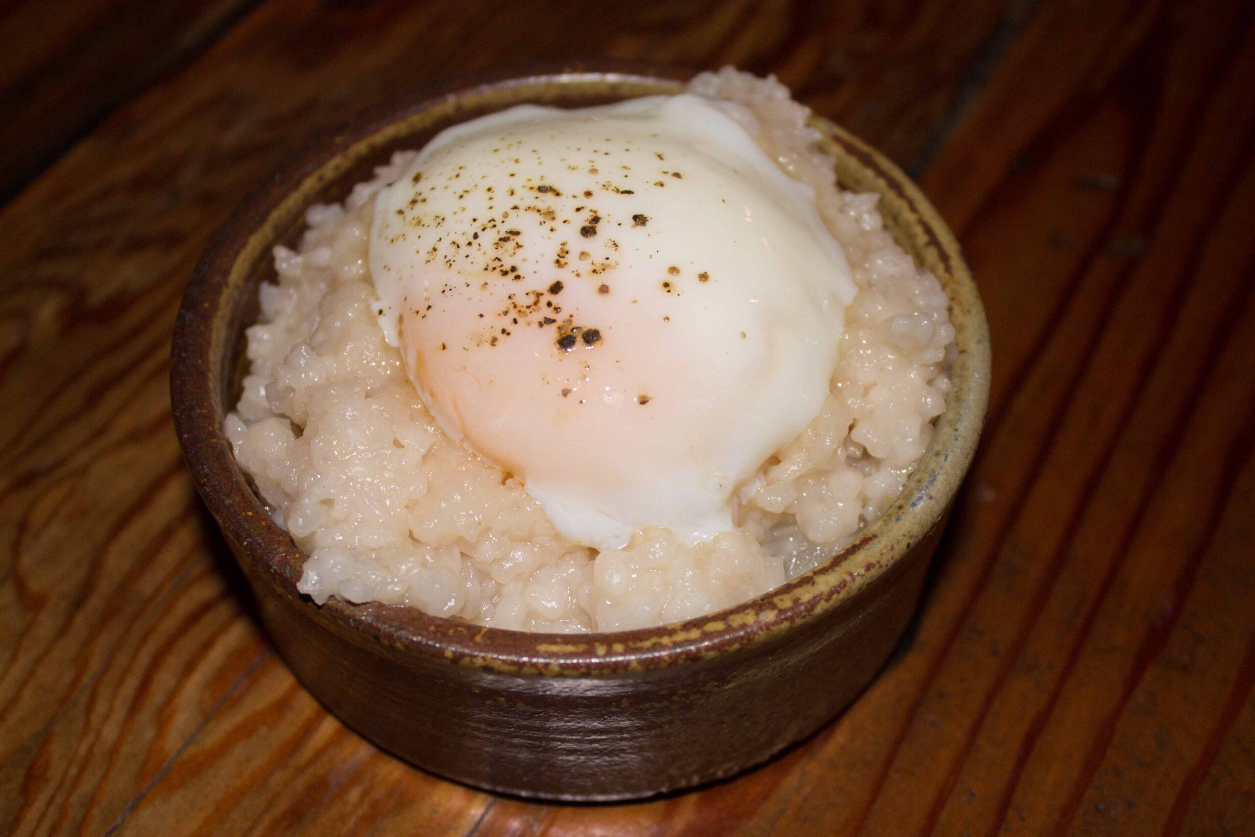Rice grits with 62 degree egg at The Farm House