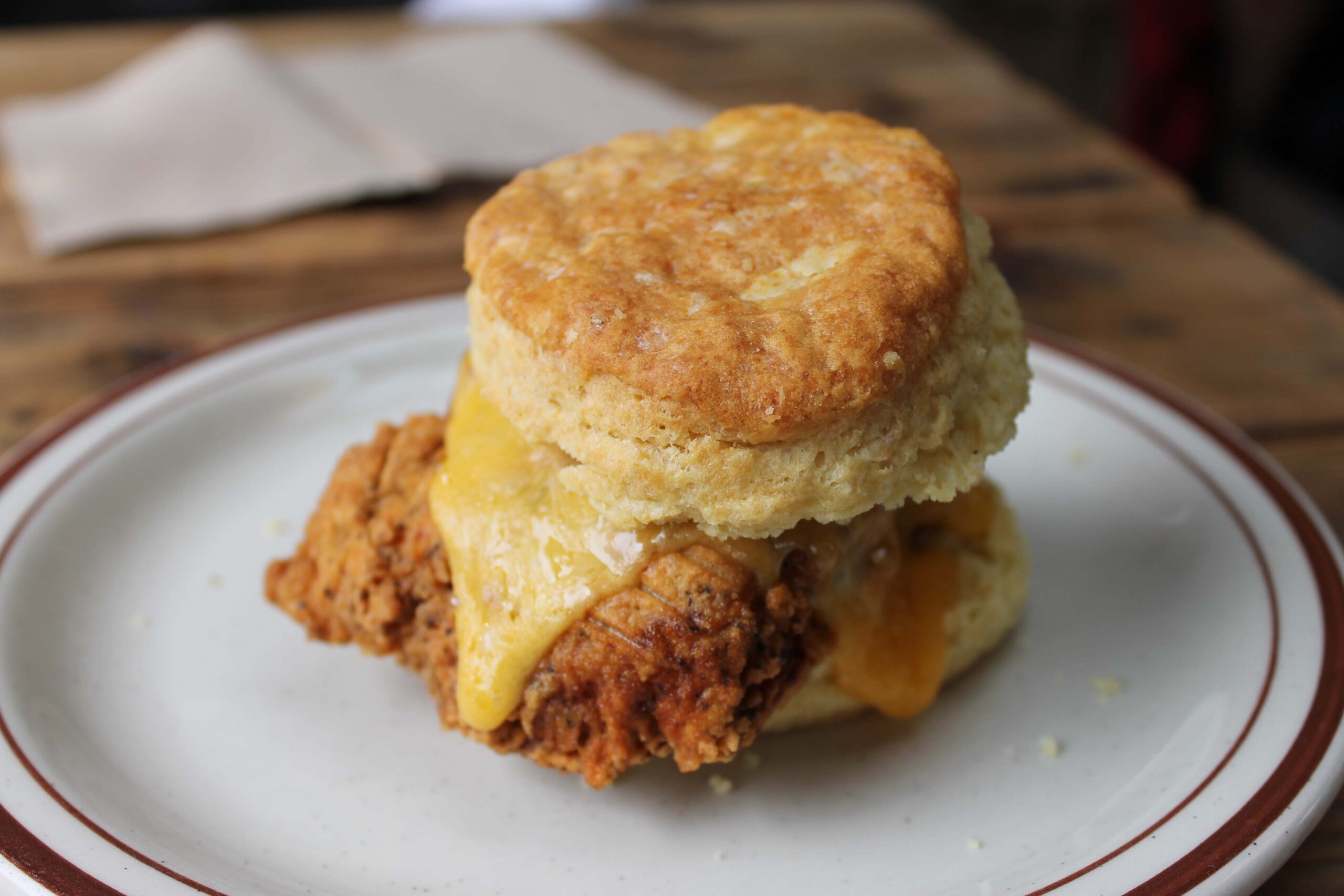 Fried chicken biscuit at Pine State Biscuits