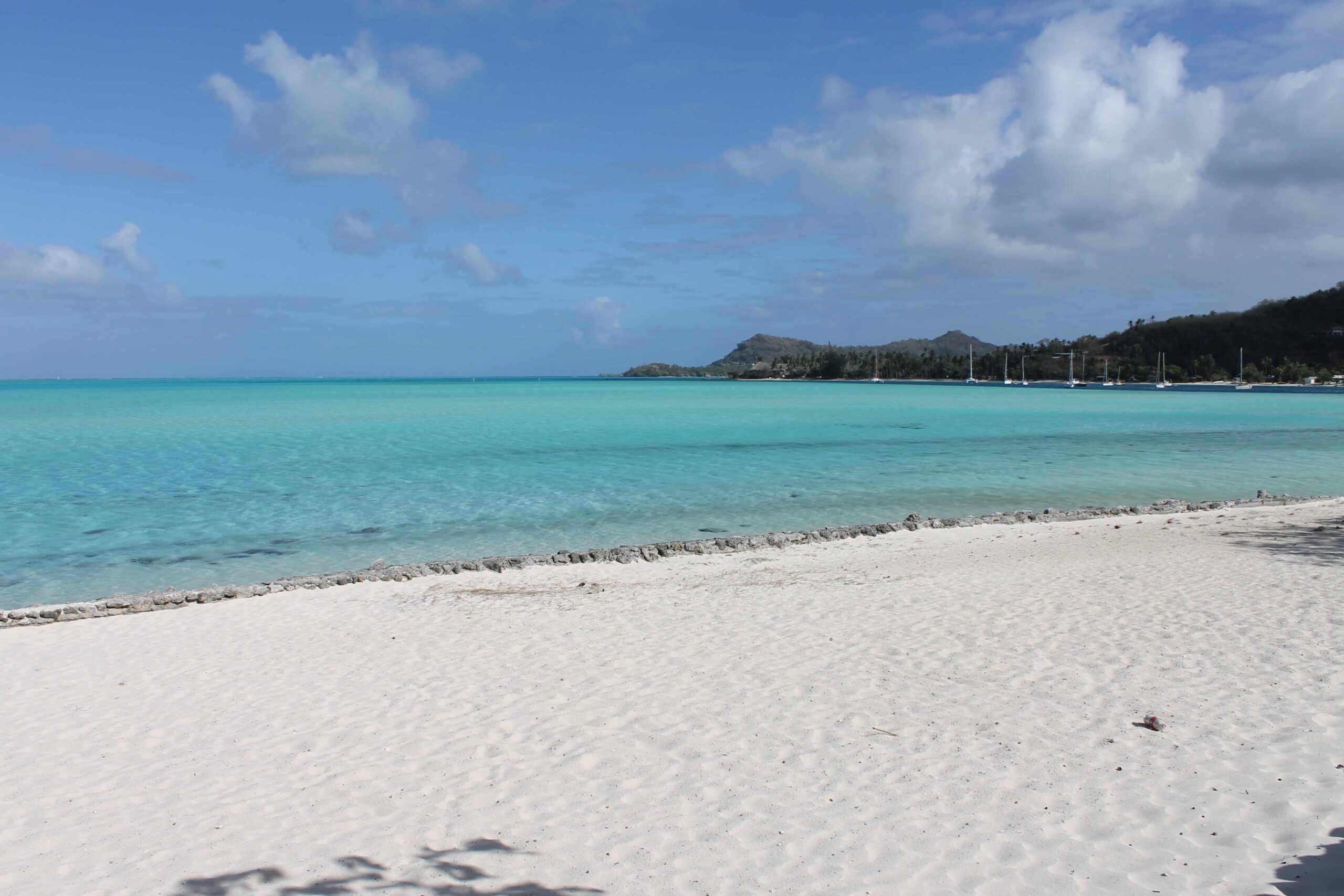 Matira Beach in Bora Bora, one of the only public beaches on the island