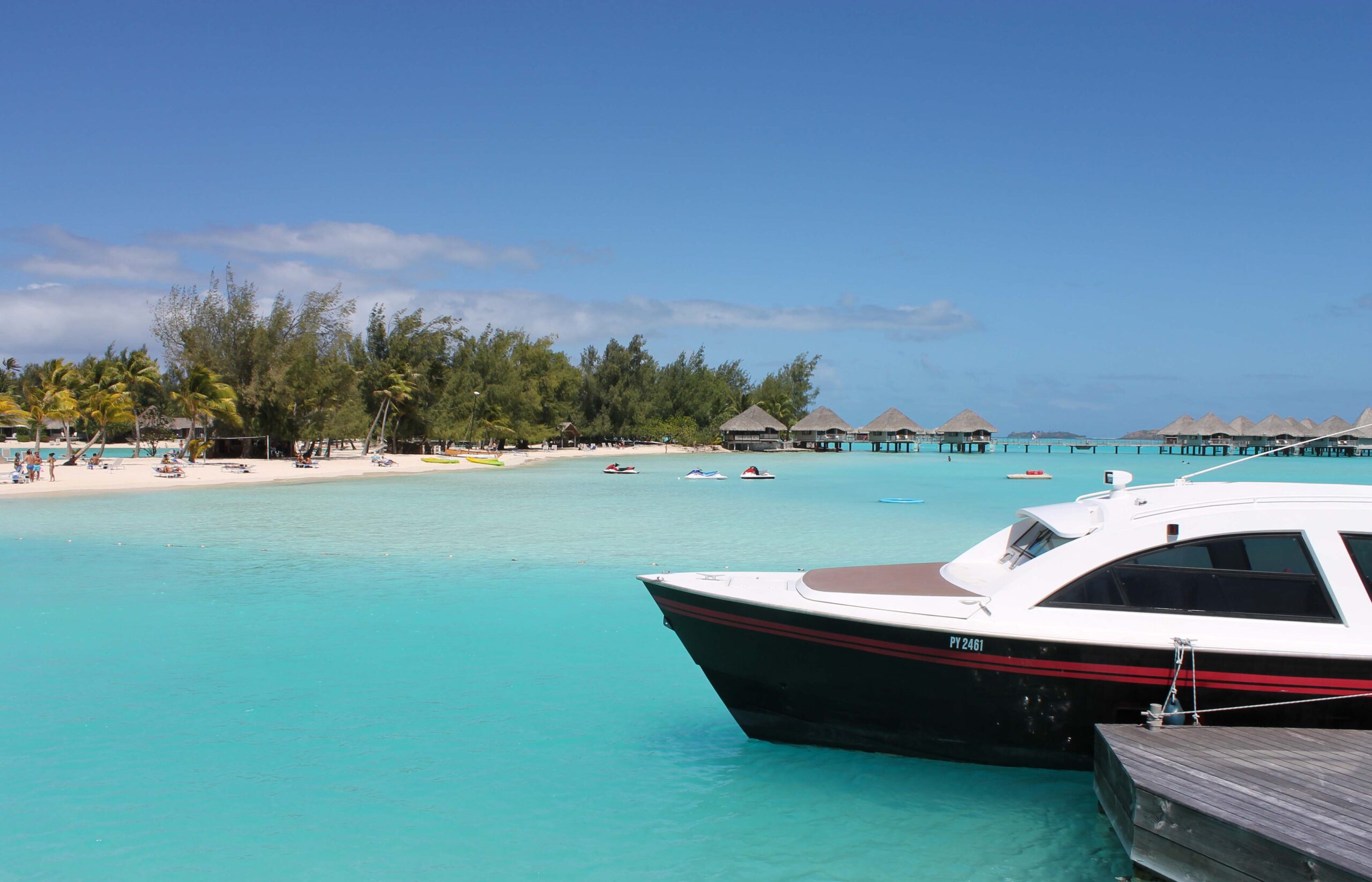 Jet skis and power boat at Westin Bora Bora