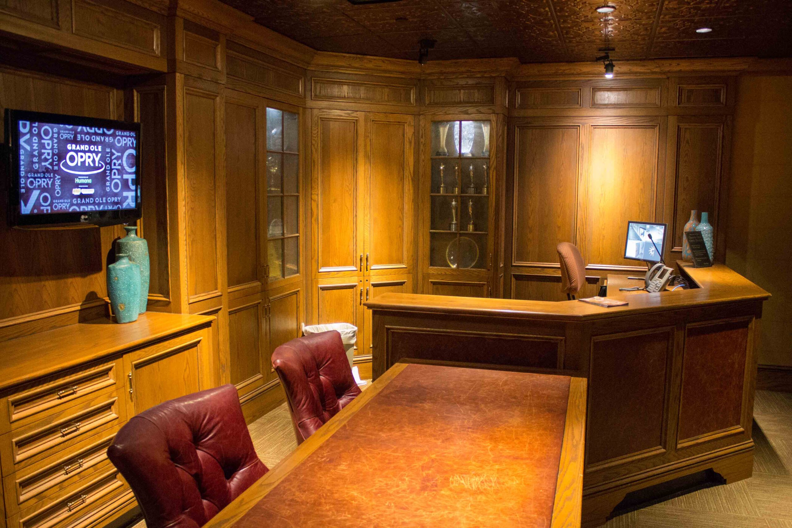 Security desk at the Grand Ole Opry House where the musical talent checks in