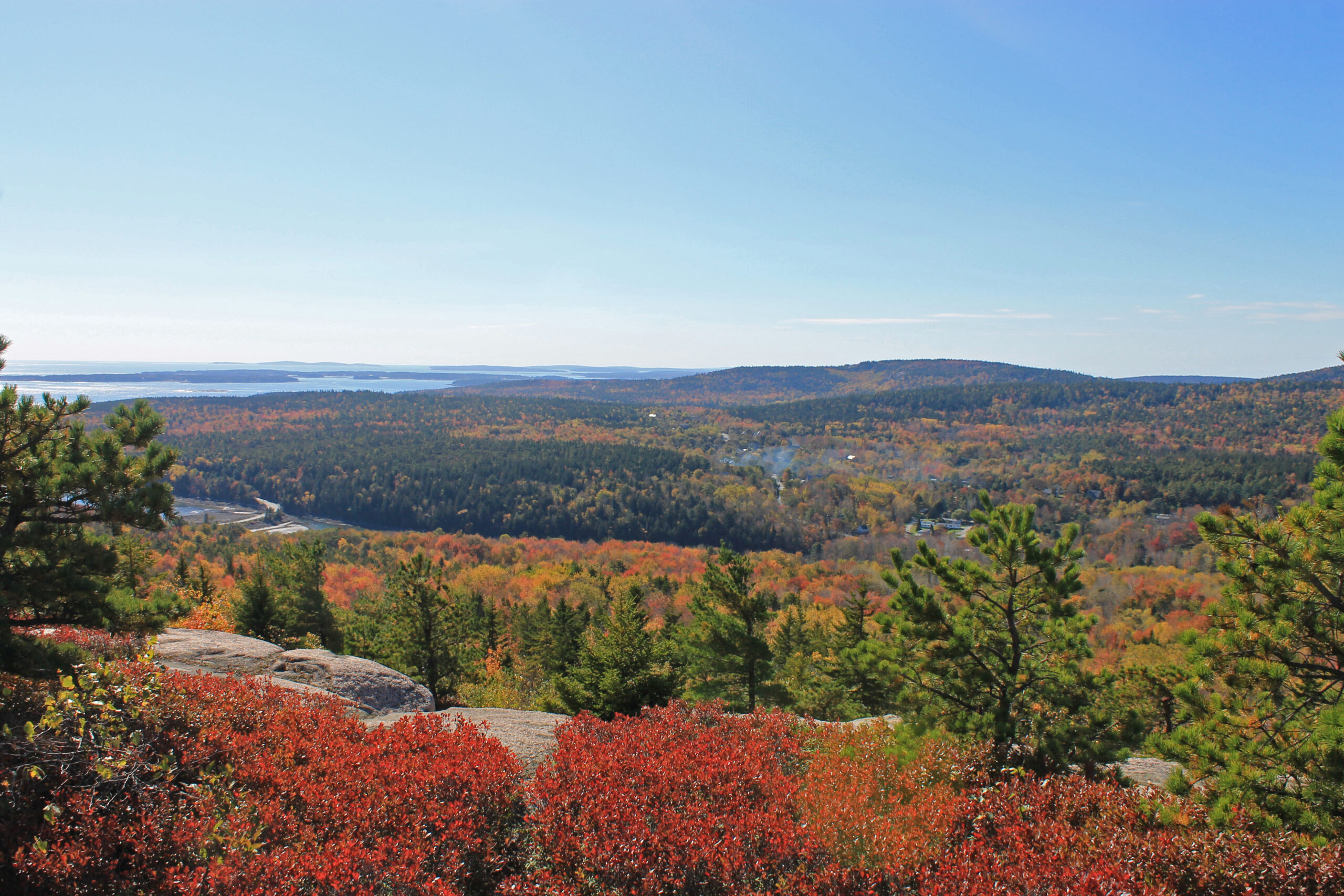 Views from the top of Gorham Mountain in Acadia National Park in the fall