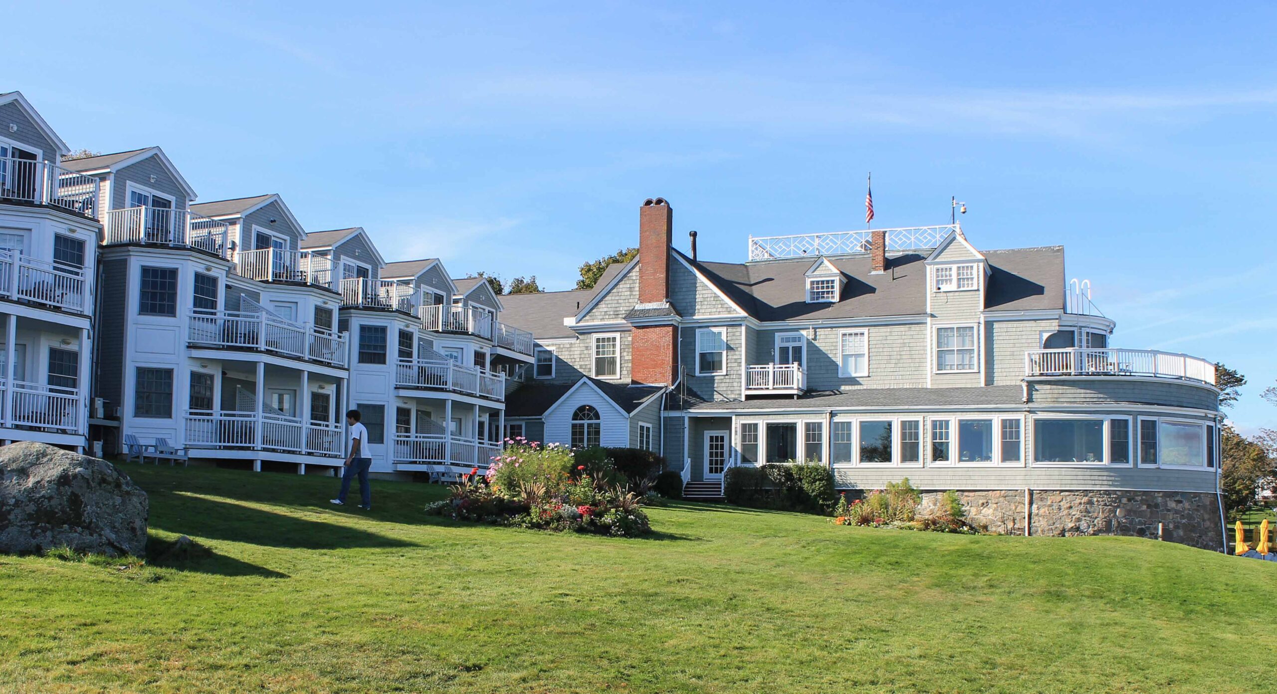 Exterior of the Bar Harbor Inn, a great place to stay near Acadia National Park