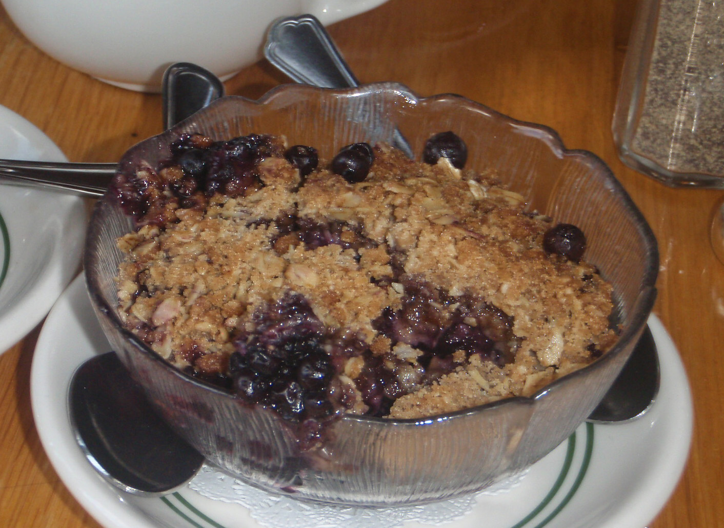 Blueberry crisp at Jordan Pond House