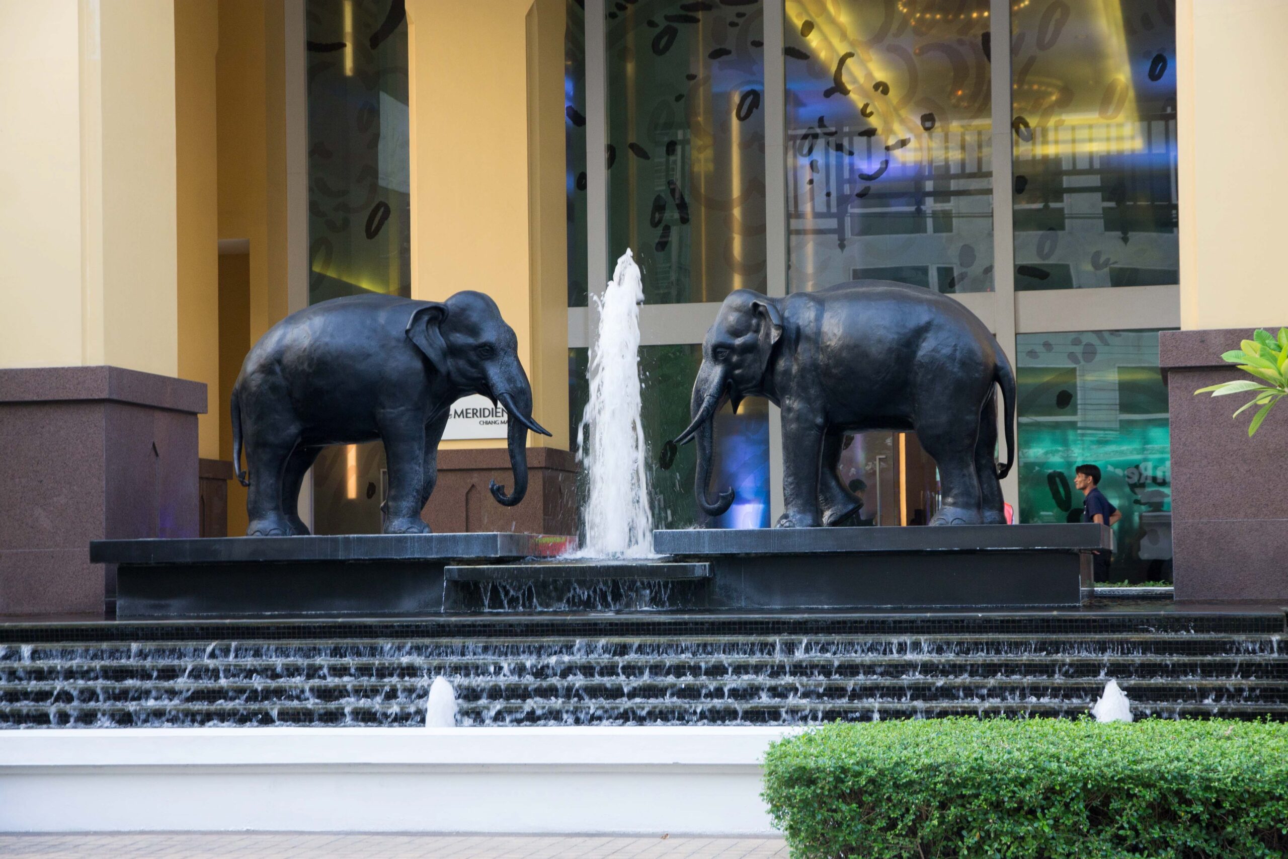 Elephant sculptures outside the Chiang Mai Marriott