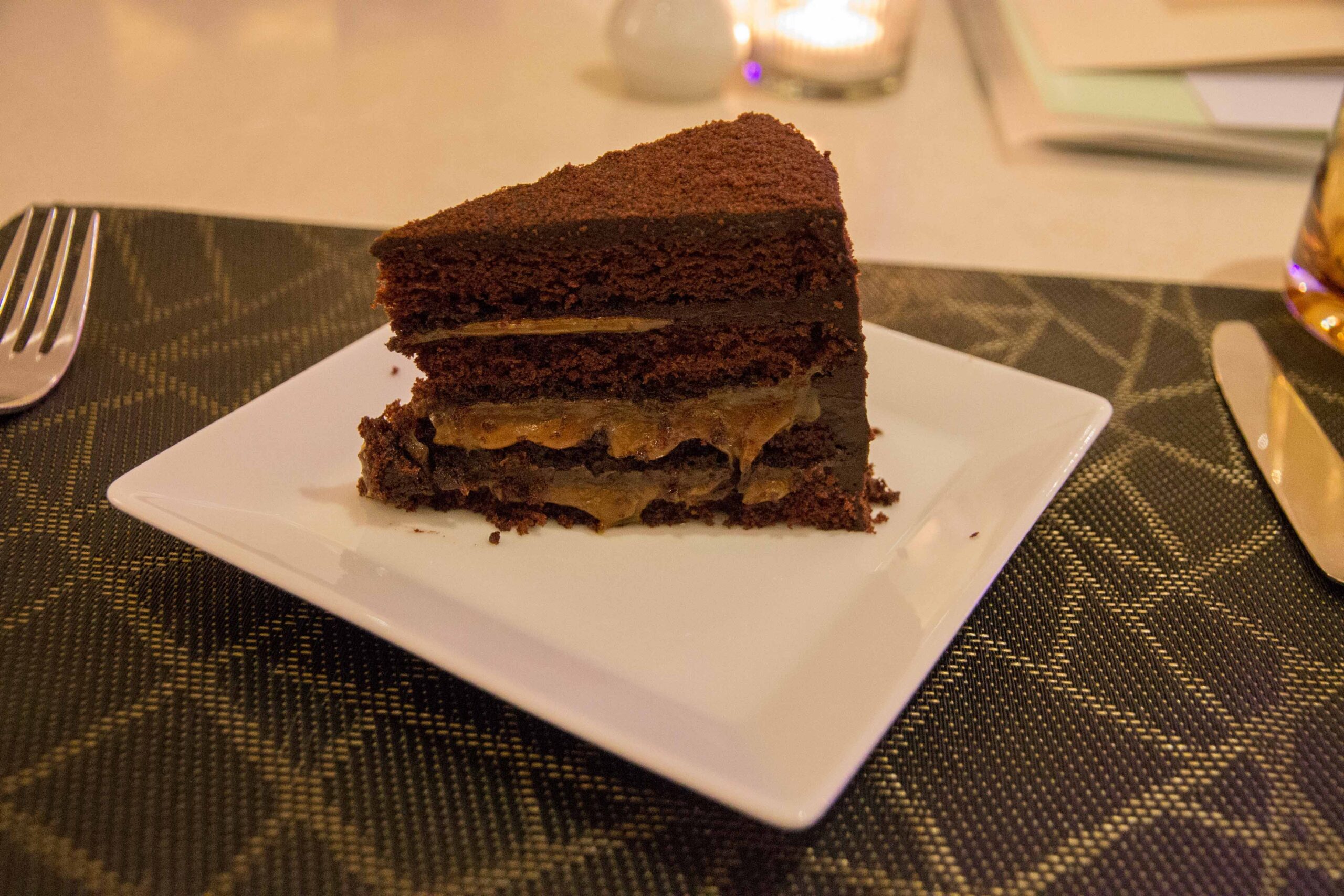 Chocolate and salted caramel cake at the Chiang Mai Marriott