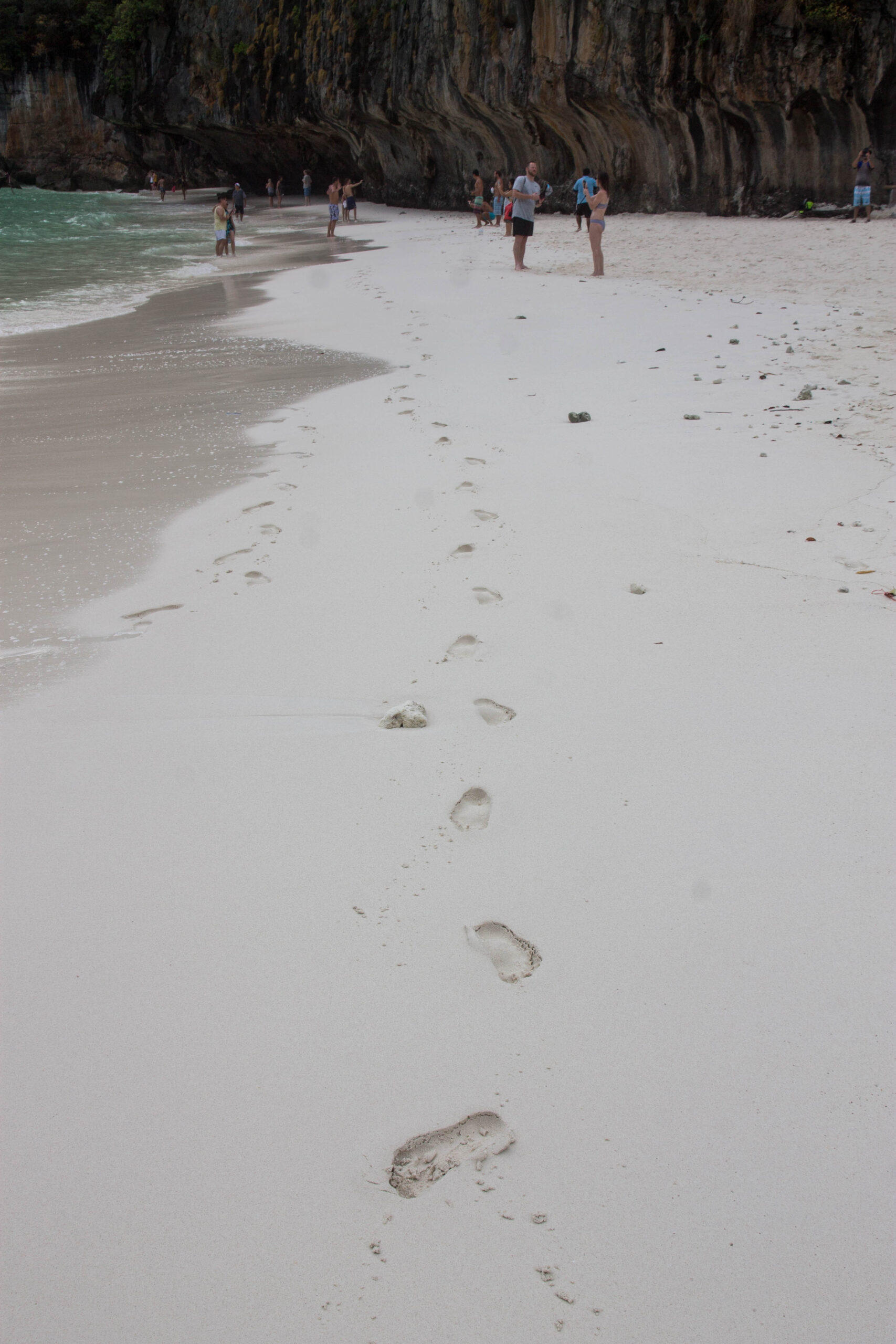 Footprints in the sand at Maya Bay