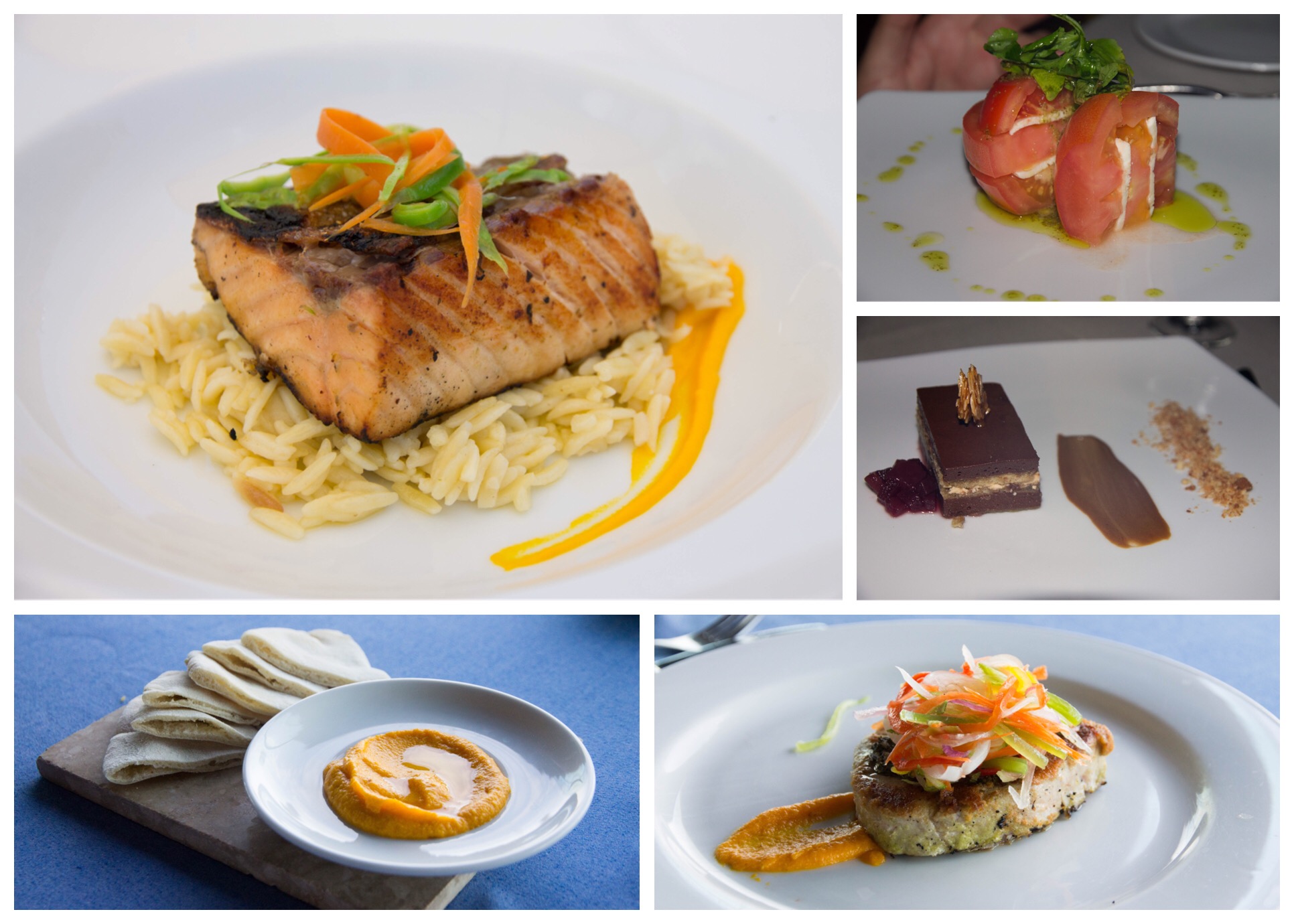 Dishes from the Azur and Varenna restaurants at Live Aqua Cancun