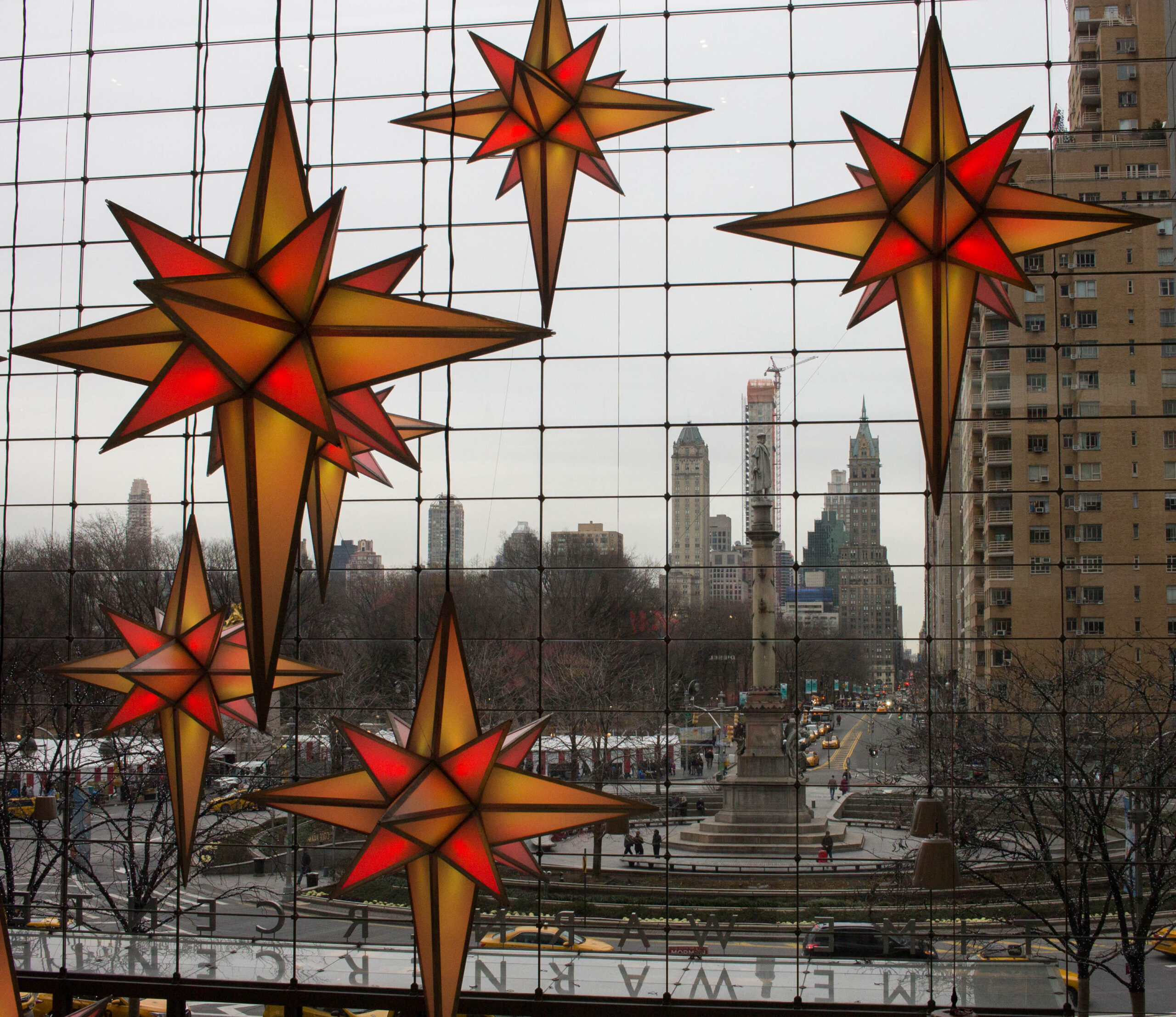 Light-up stars at the Time Warner Center