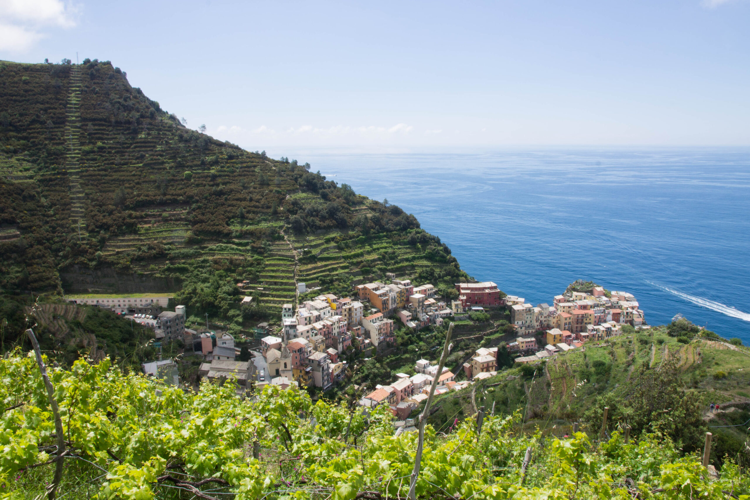 Views of Manarola from the trail to Corniglia