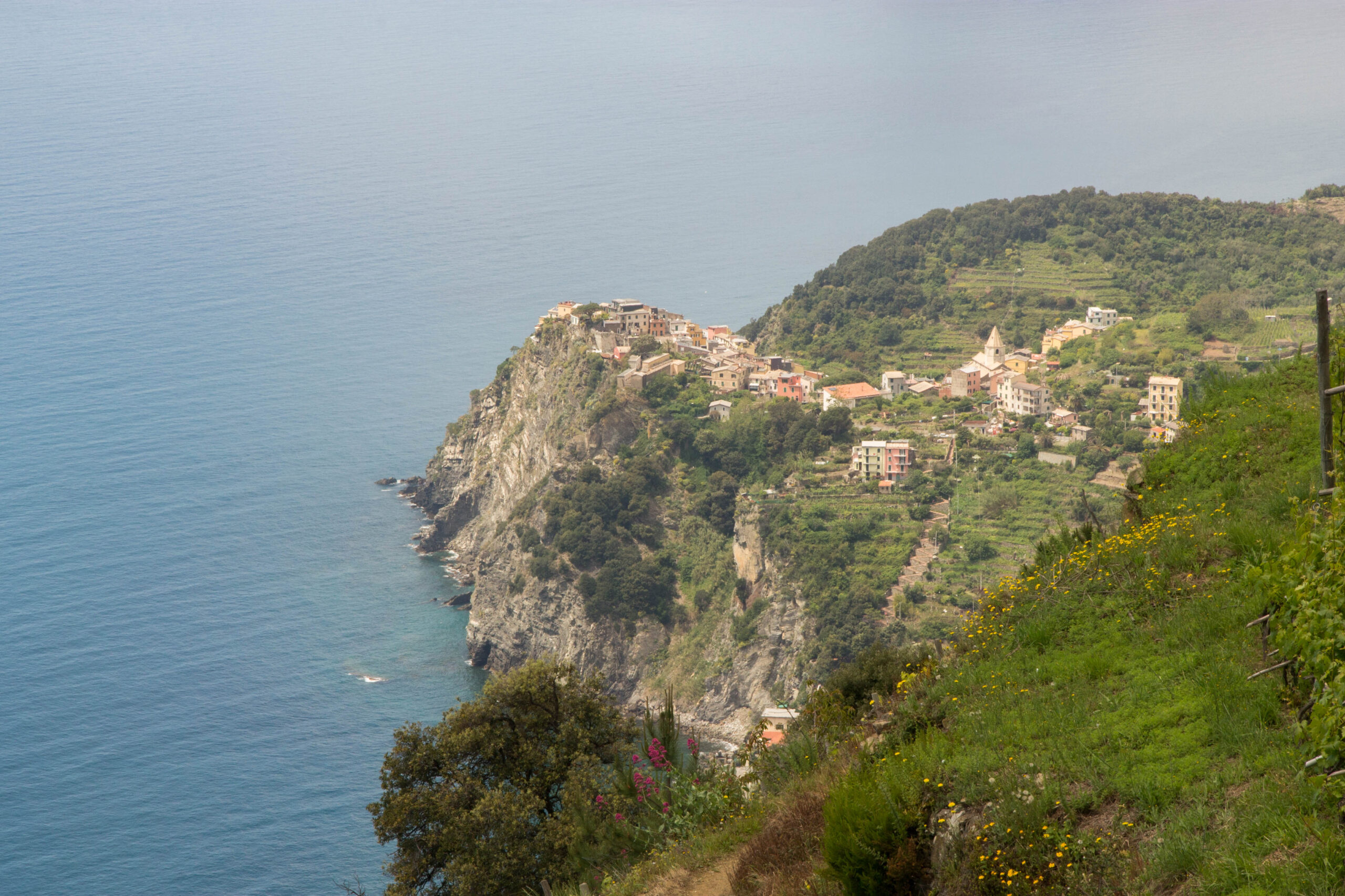 View of Corniglia from Cinque Terre hiking trails