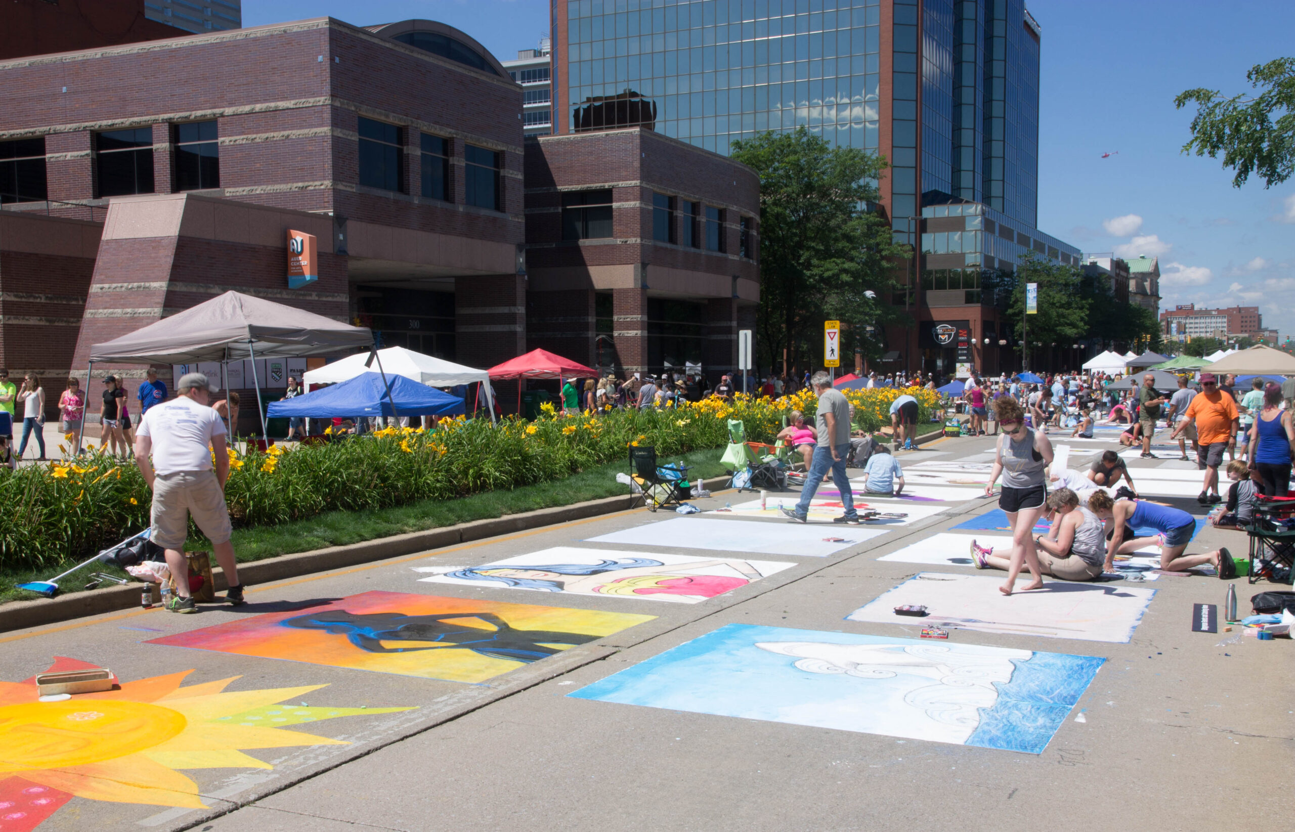 Chalk walk outside the Fort Wayne Museum of Art