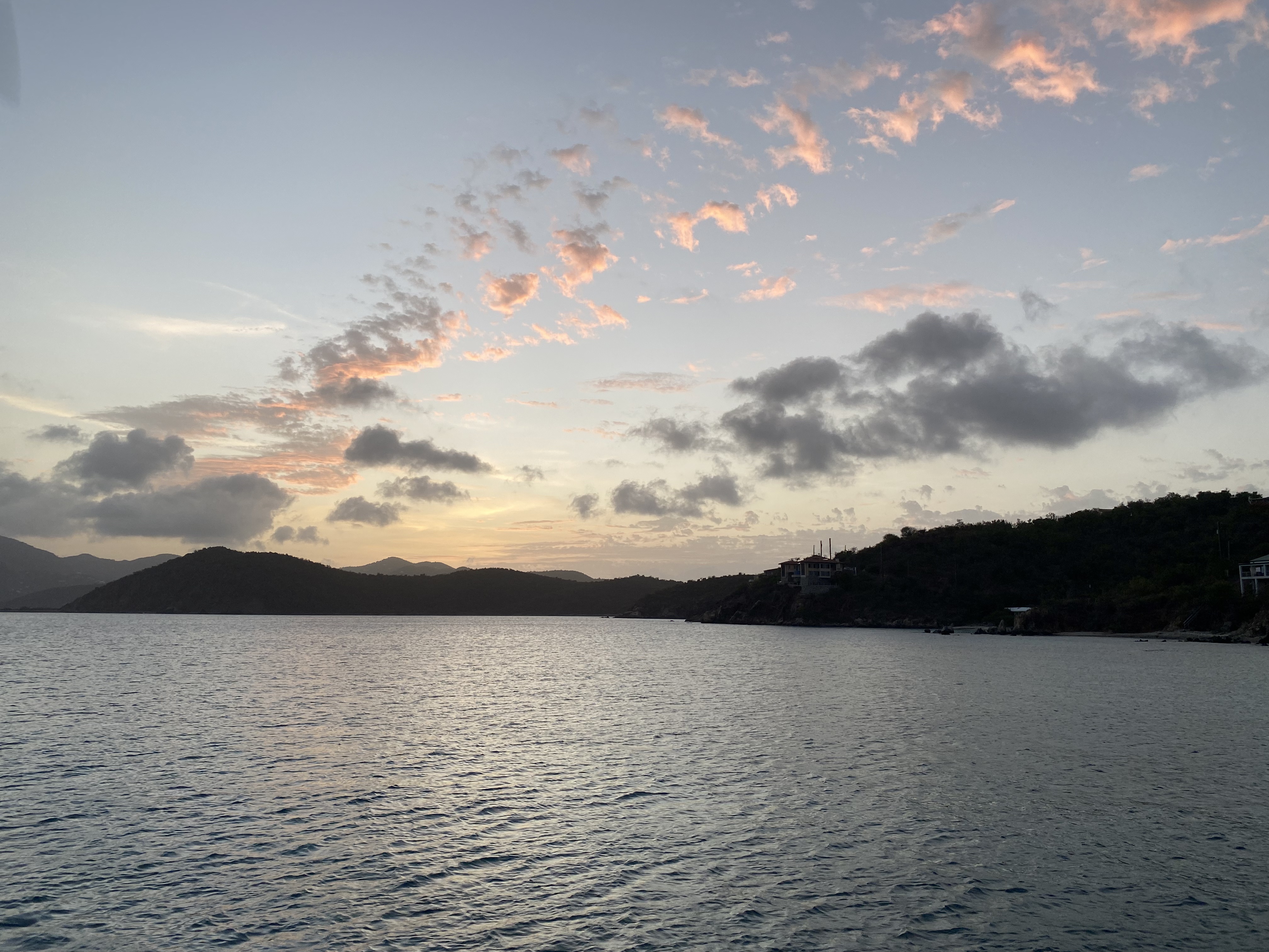 Sunset from the boat in the US Virgin Islands