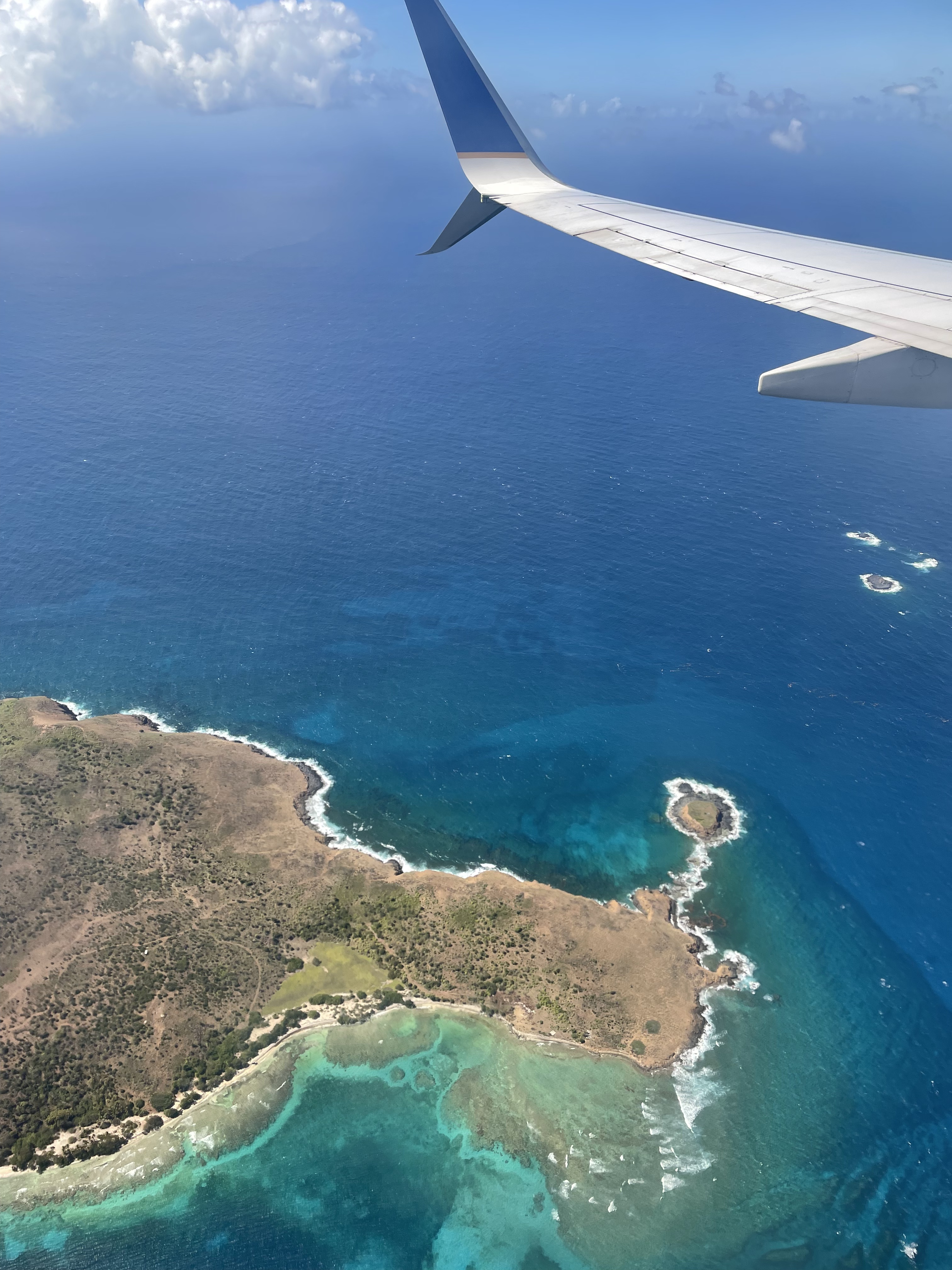 View of the US Virgin Islands from the airplane