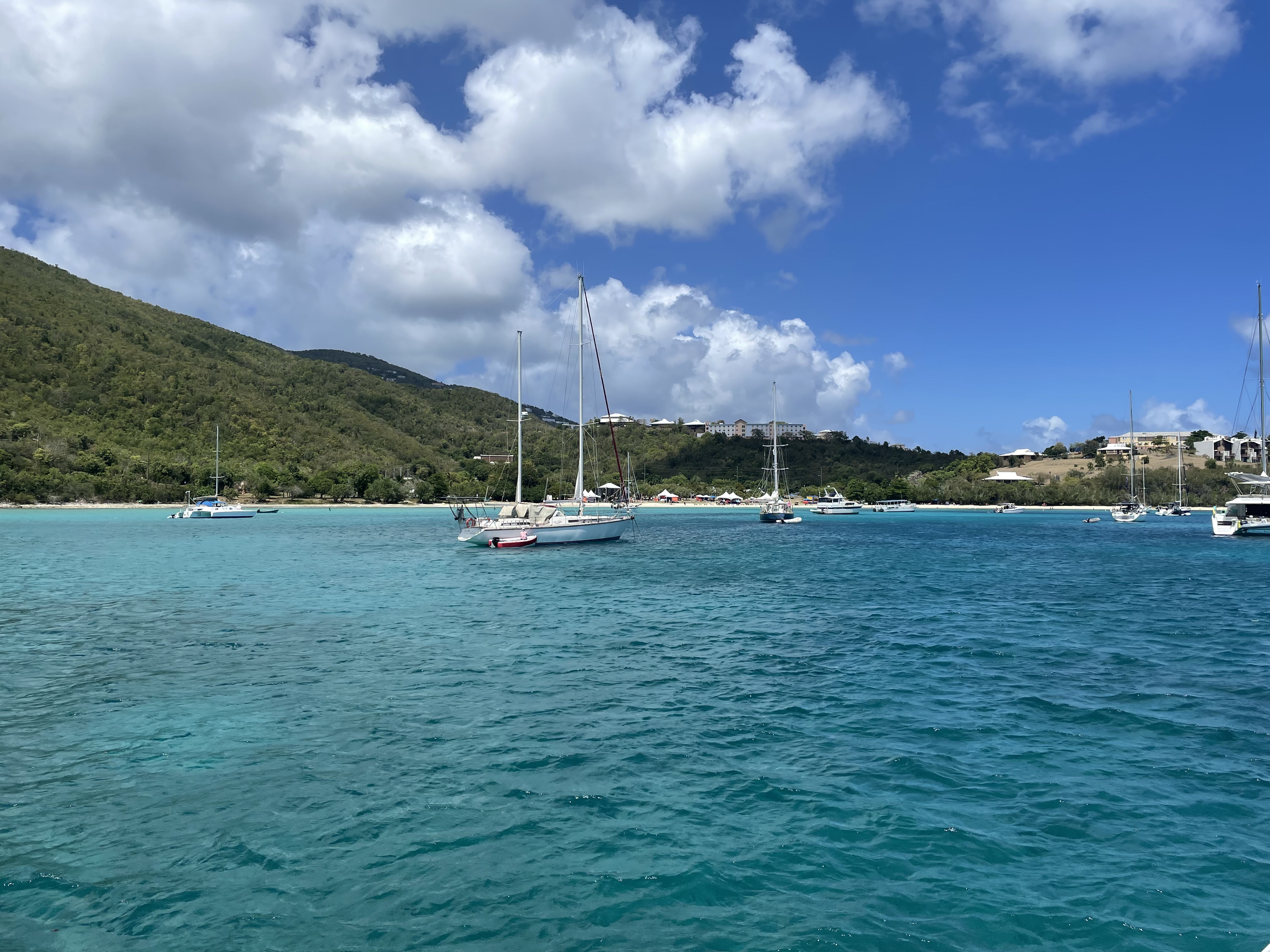 Views from our sailboat in Brewer's Bay, St. Thomas, US Virgin Islands
