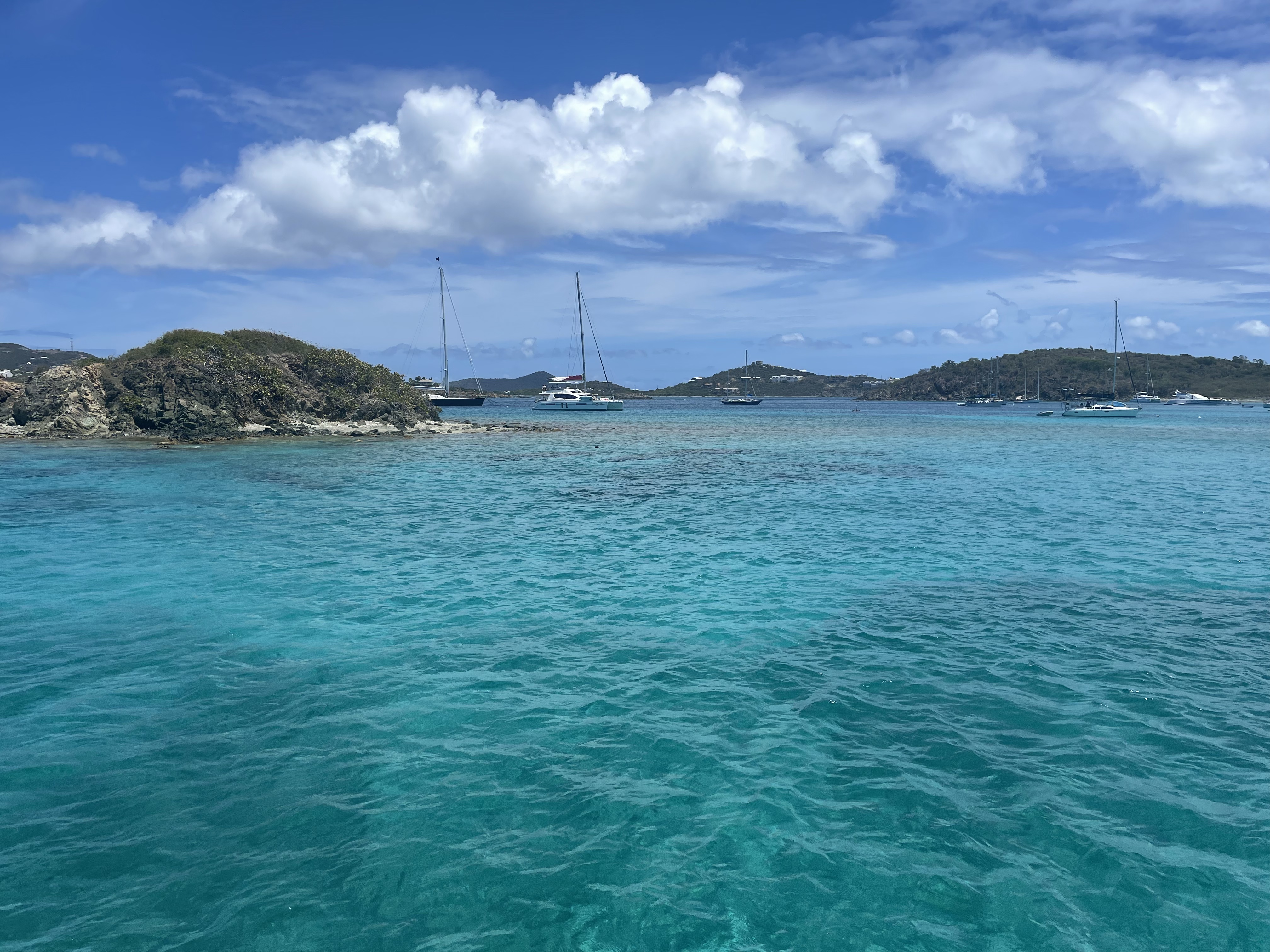 Views from our sailboat at Christmas Cove, US Virgin Islands