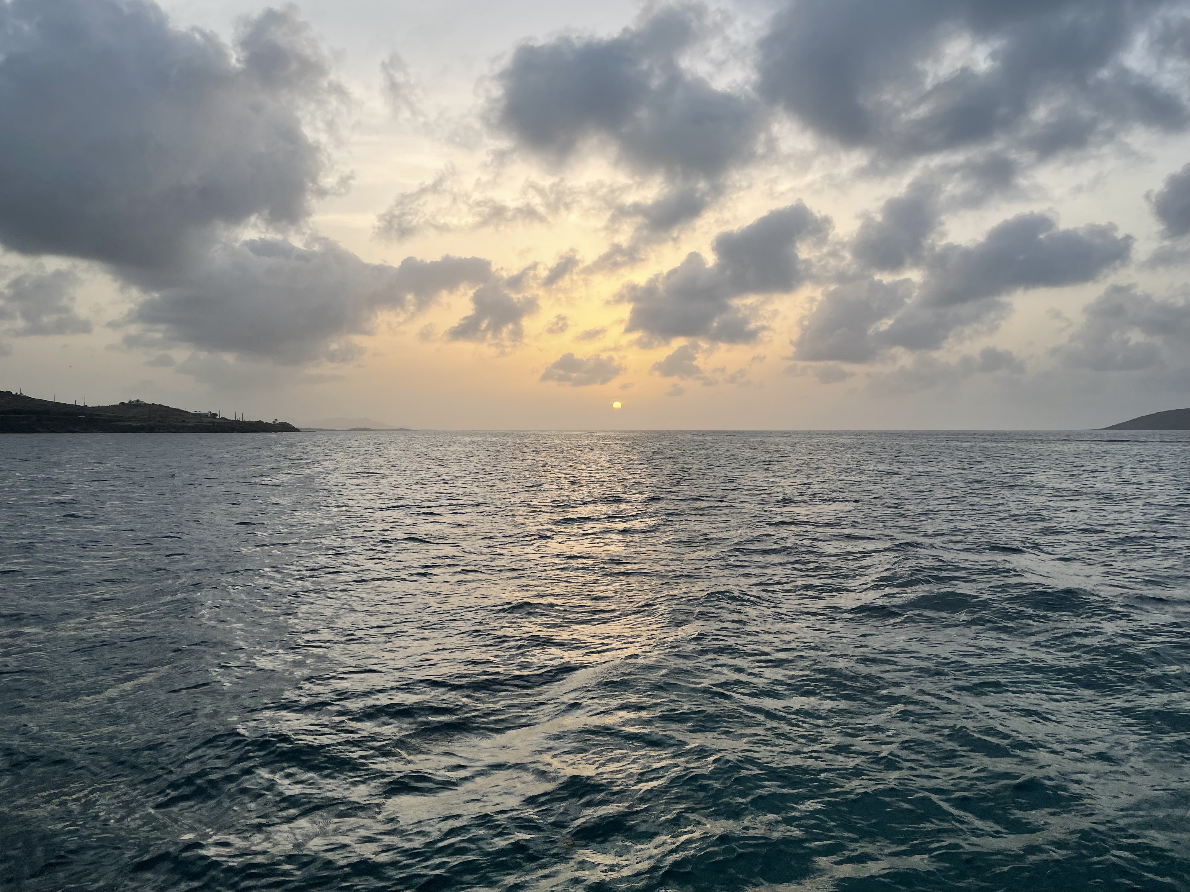 Sunset from our sailboat in the USVIs