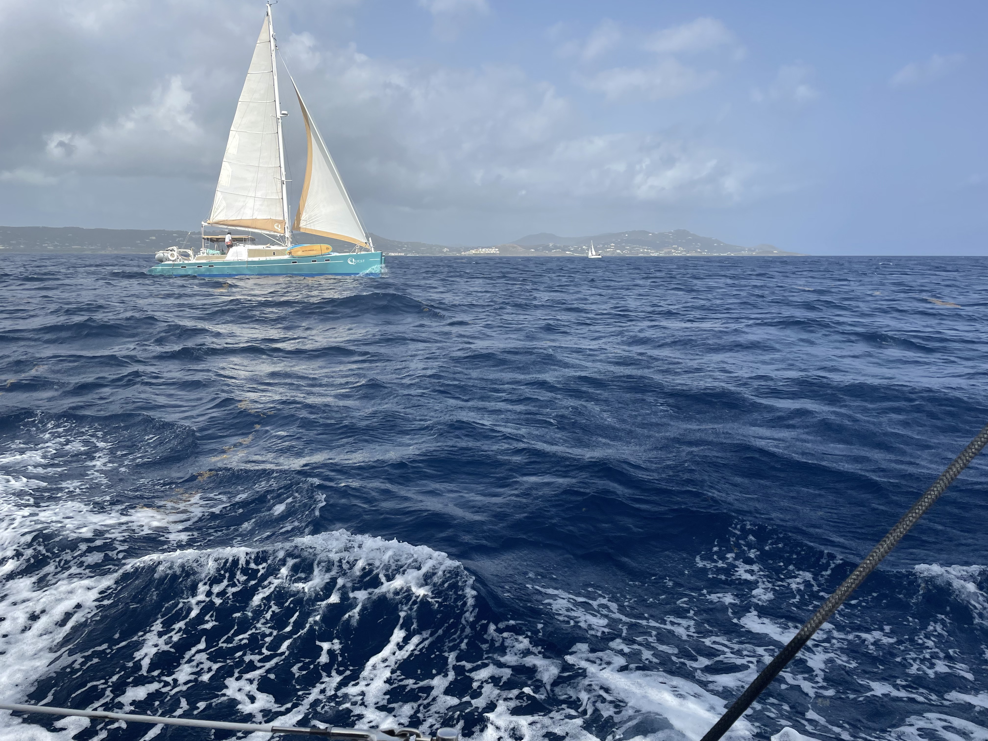 Racing our sister ship Quest back home from St. Croix