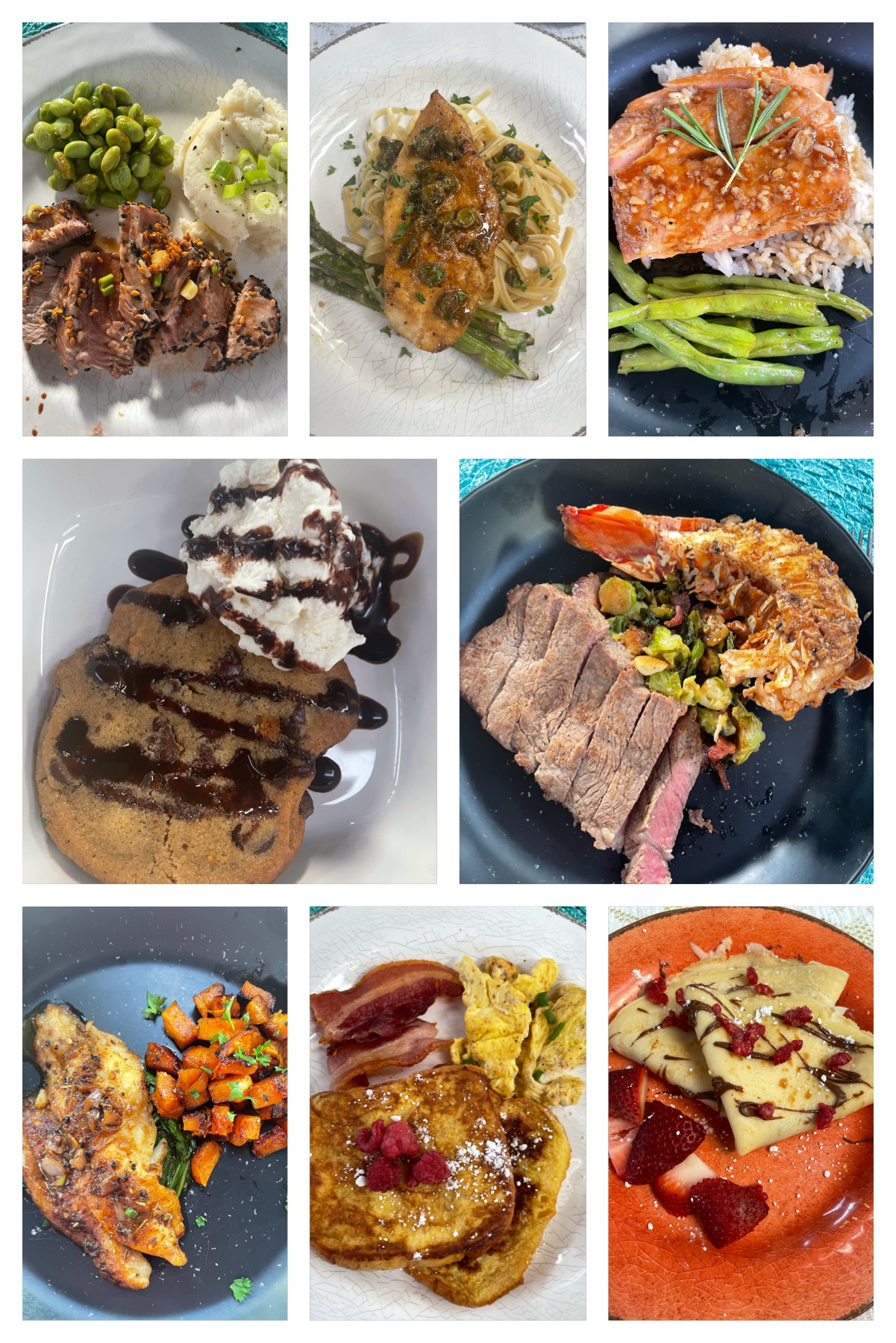 The meals prepared by Chef Maddie on our sailboat Kai