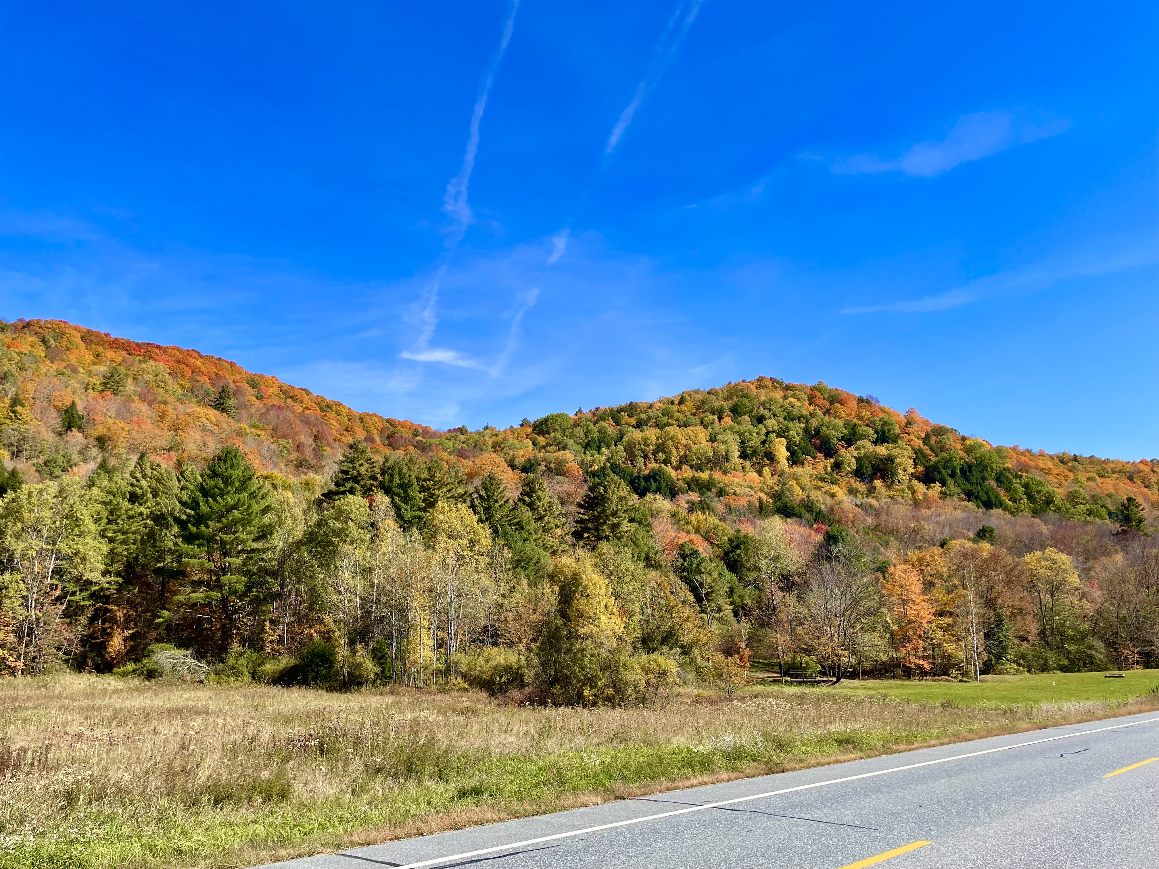 Fall foliage on a scenic drive near Woodstock Vermont