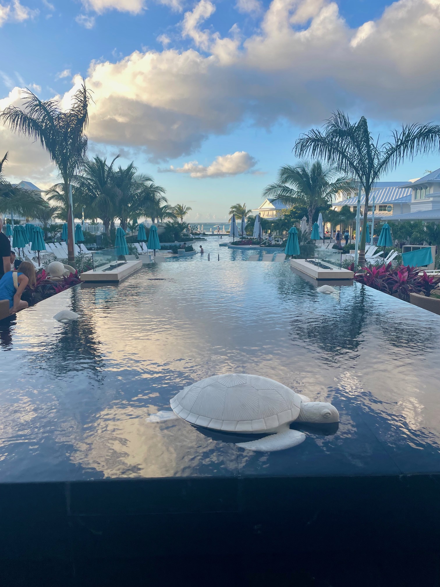 Treasure Beach pool area at dusk