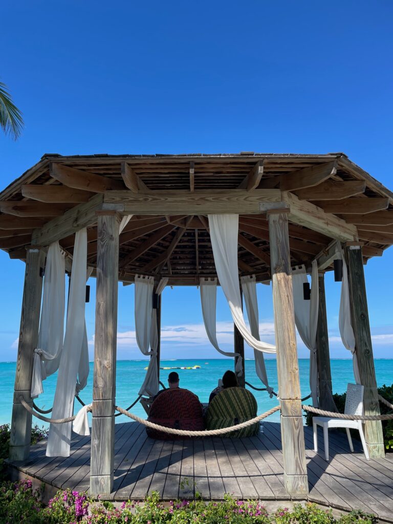 One of many daybeds at Beaches Turks and Caicos with a view of the ocean