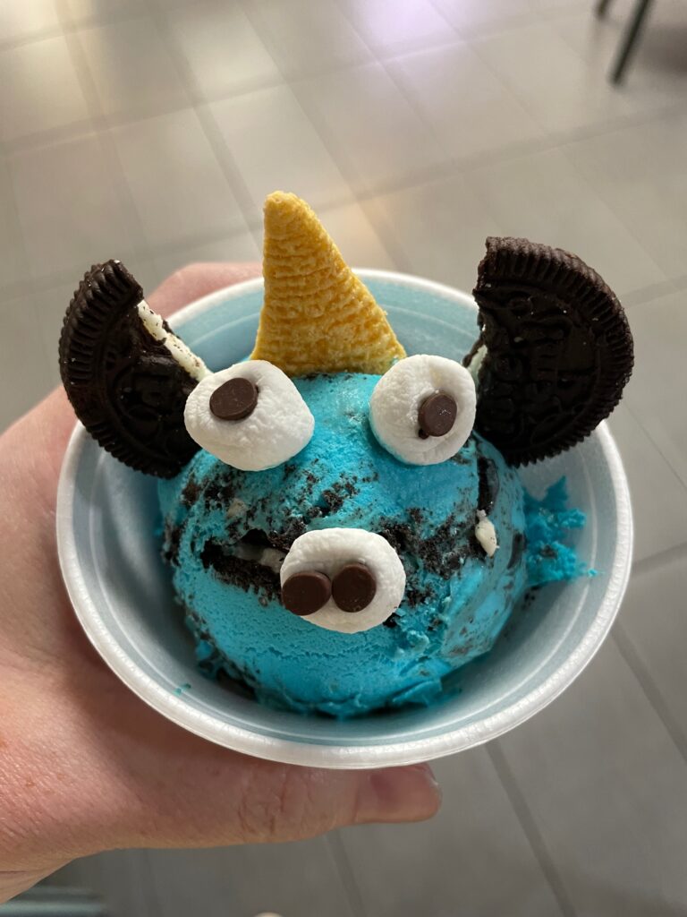 Ice cream decorated like an animal at Scoop & Joy lounge in Scottsdale - a must visit when visiting the Phoenix area with kids