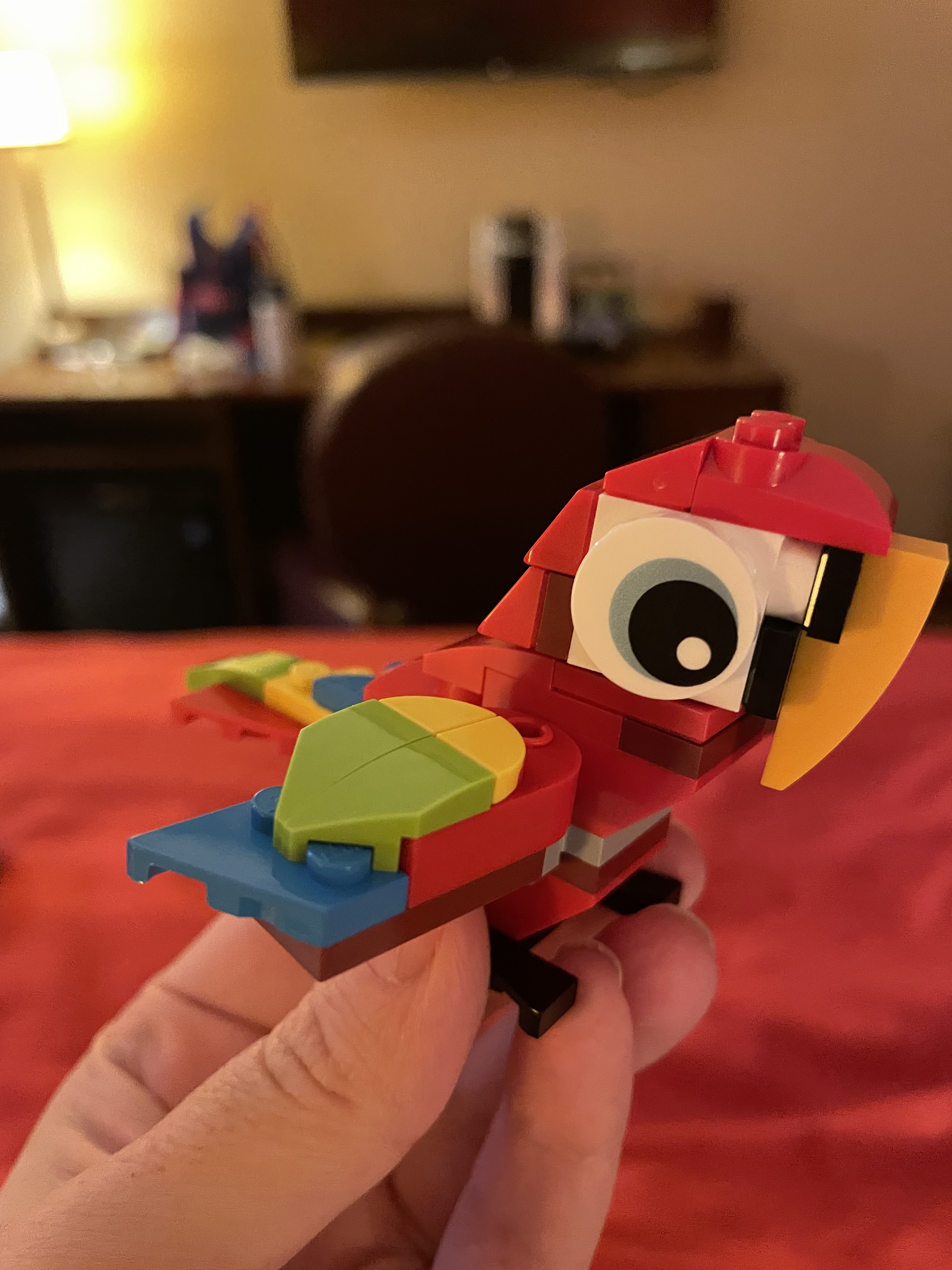 The Lego parrot we built at a Creative Workshop